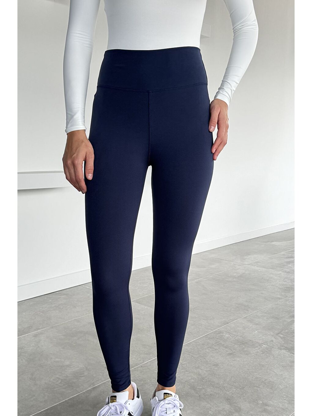 Lacivert Kadın Yüksek Bel Elastanlı Tayt-1