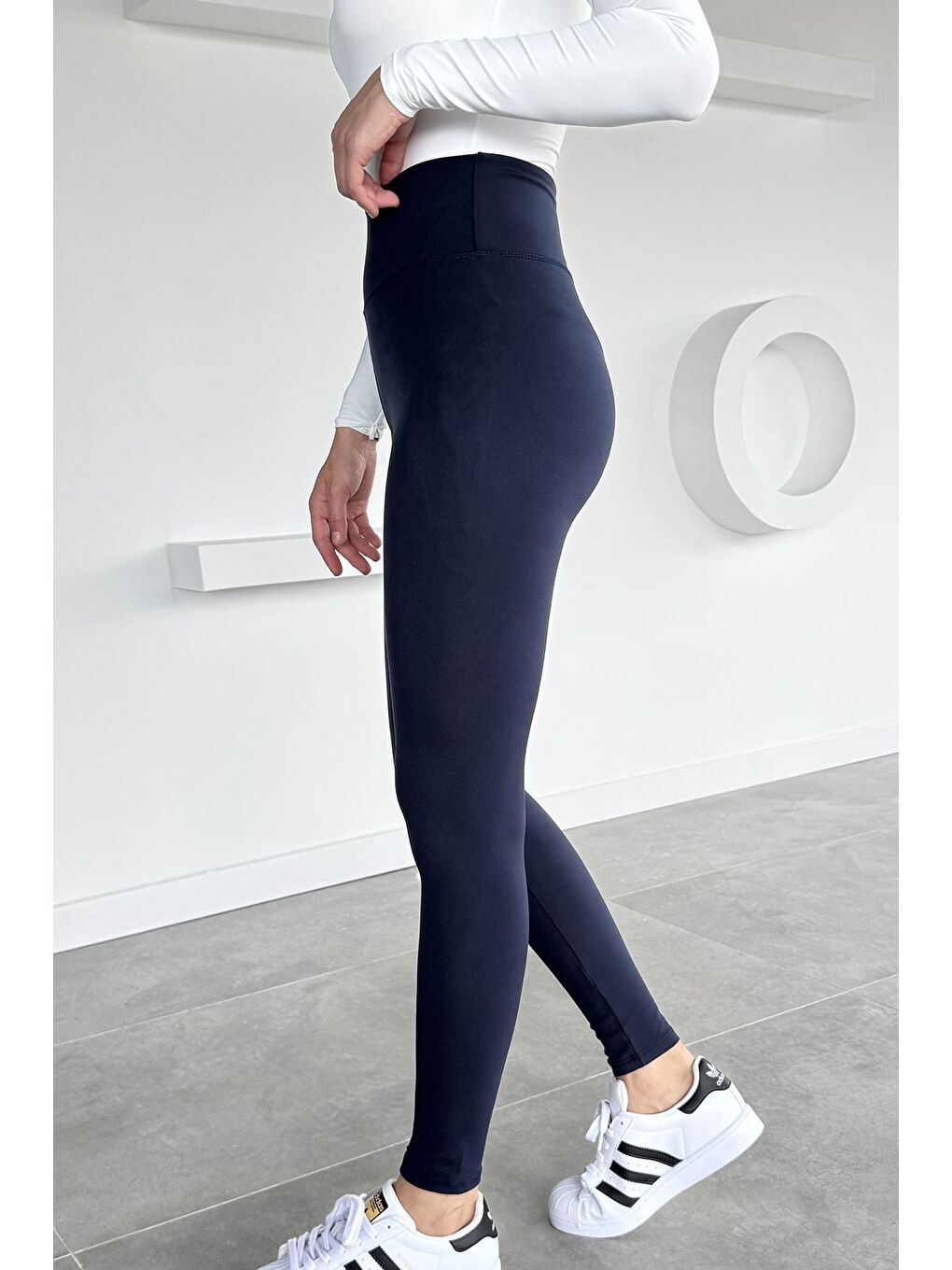 Lacivert Kadın Yüksek Bel Elastanlı Tayt-2