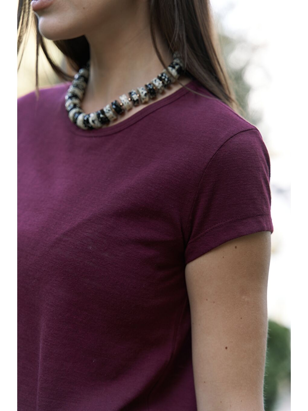Suva Kısa Kol Bordo T-Shirt-5