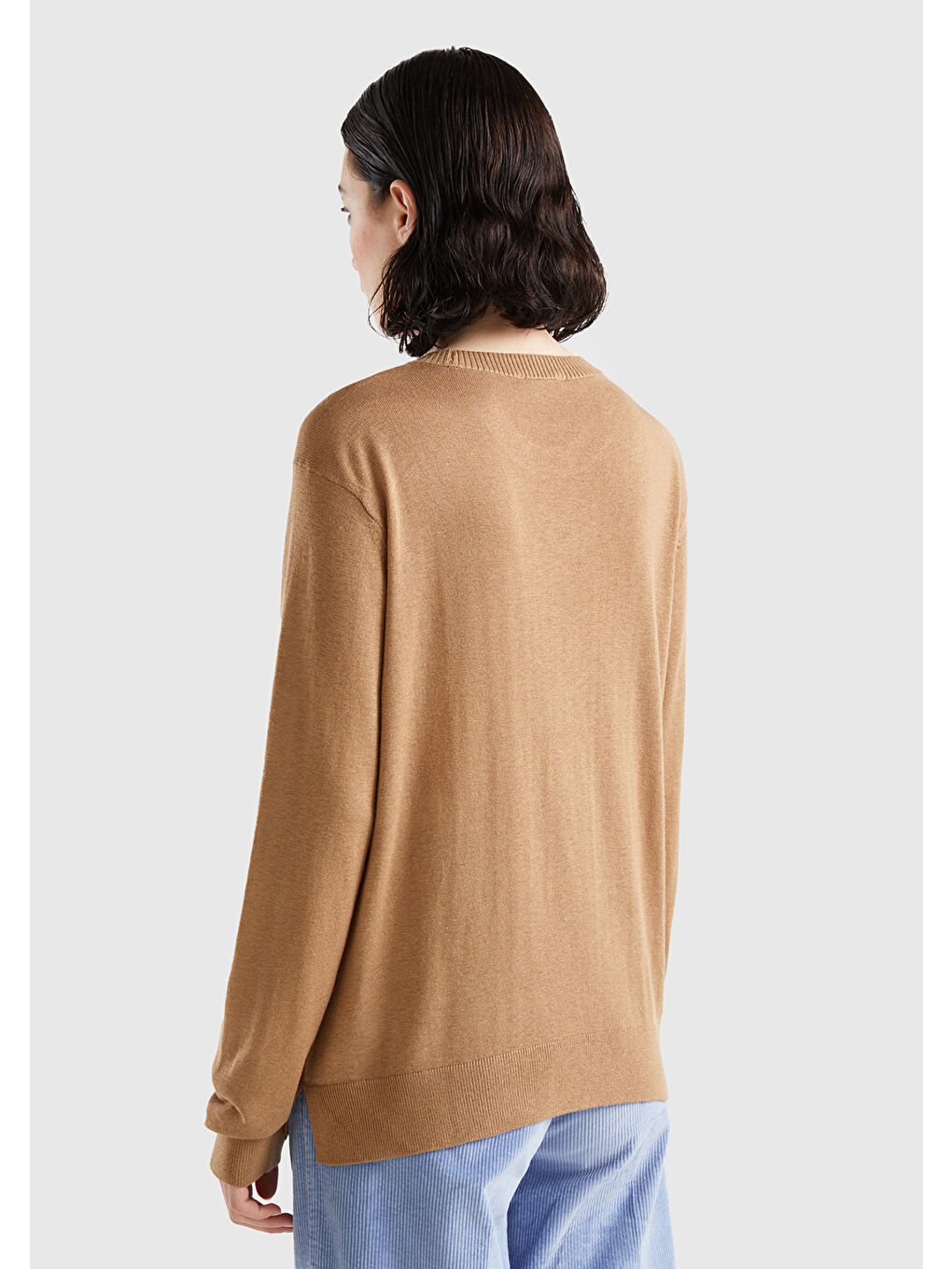 Kahverengi Kadın Taba Kaşmir Karışımlı İnce Kazak-1