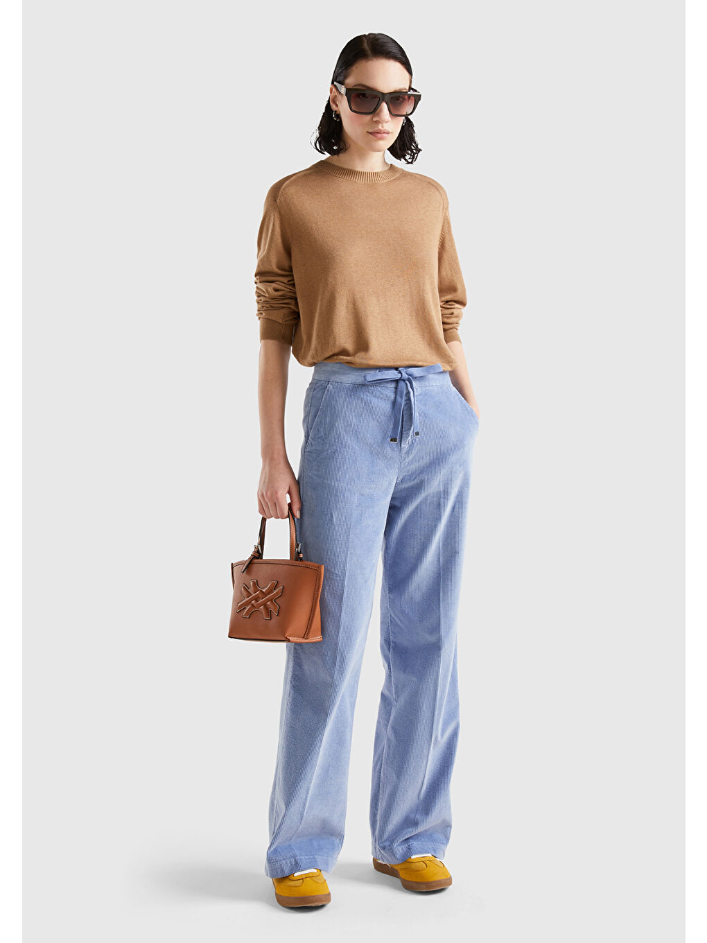 Kahverengi Kadın Taba Kaşmir Karışımlı İnce Kazak-2