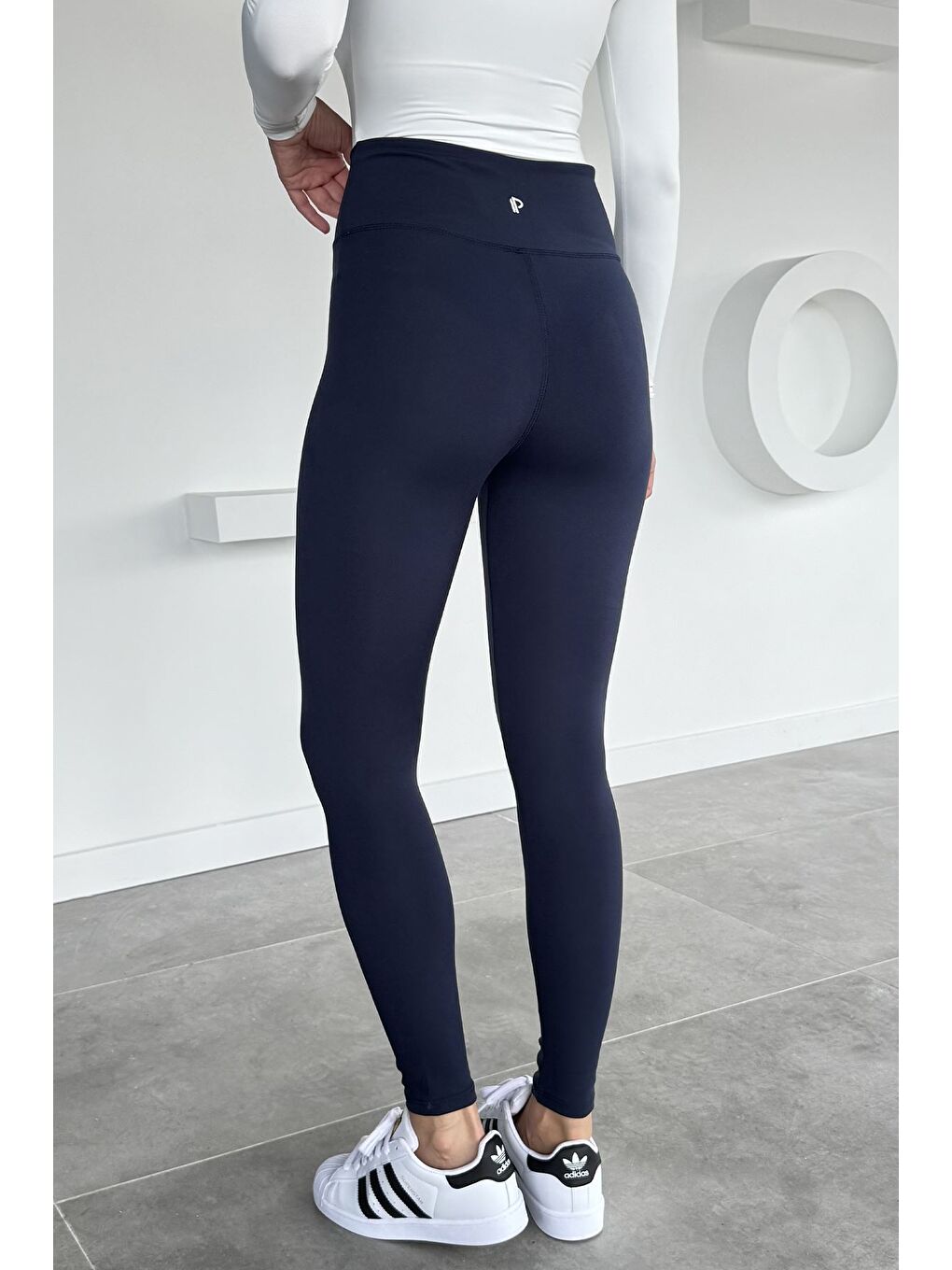 Lacivert Kadın Yüksek Bel Elastanlı Tayt-3