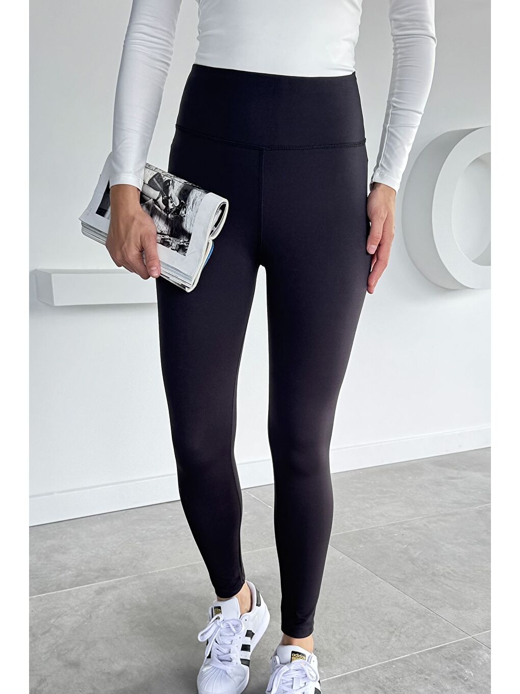 Siyah Kadın Yüksek Bel Elastanlı Tayt