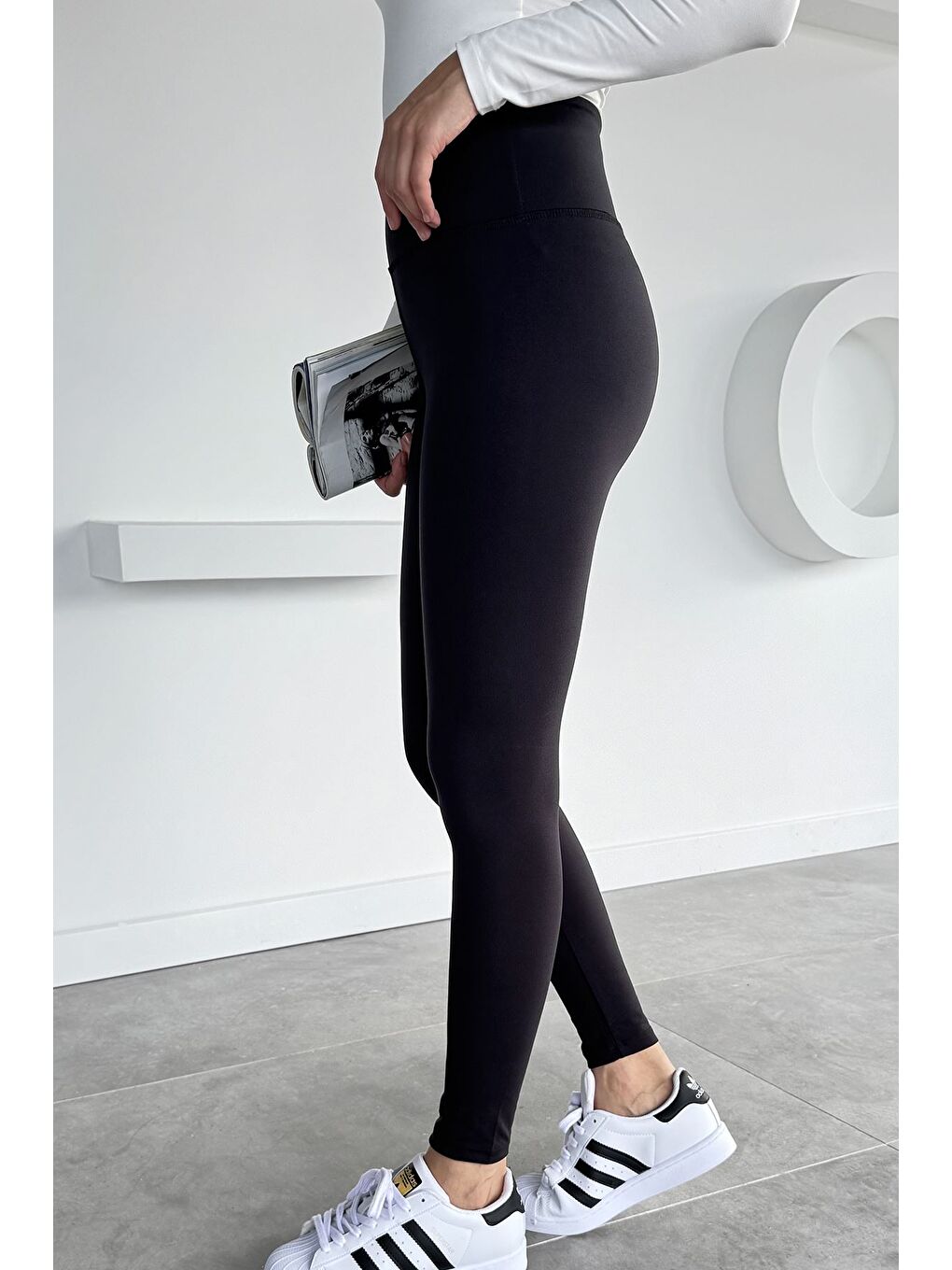 Siyah Kadın Yüksek Bel Elastanlı Tayt-1
