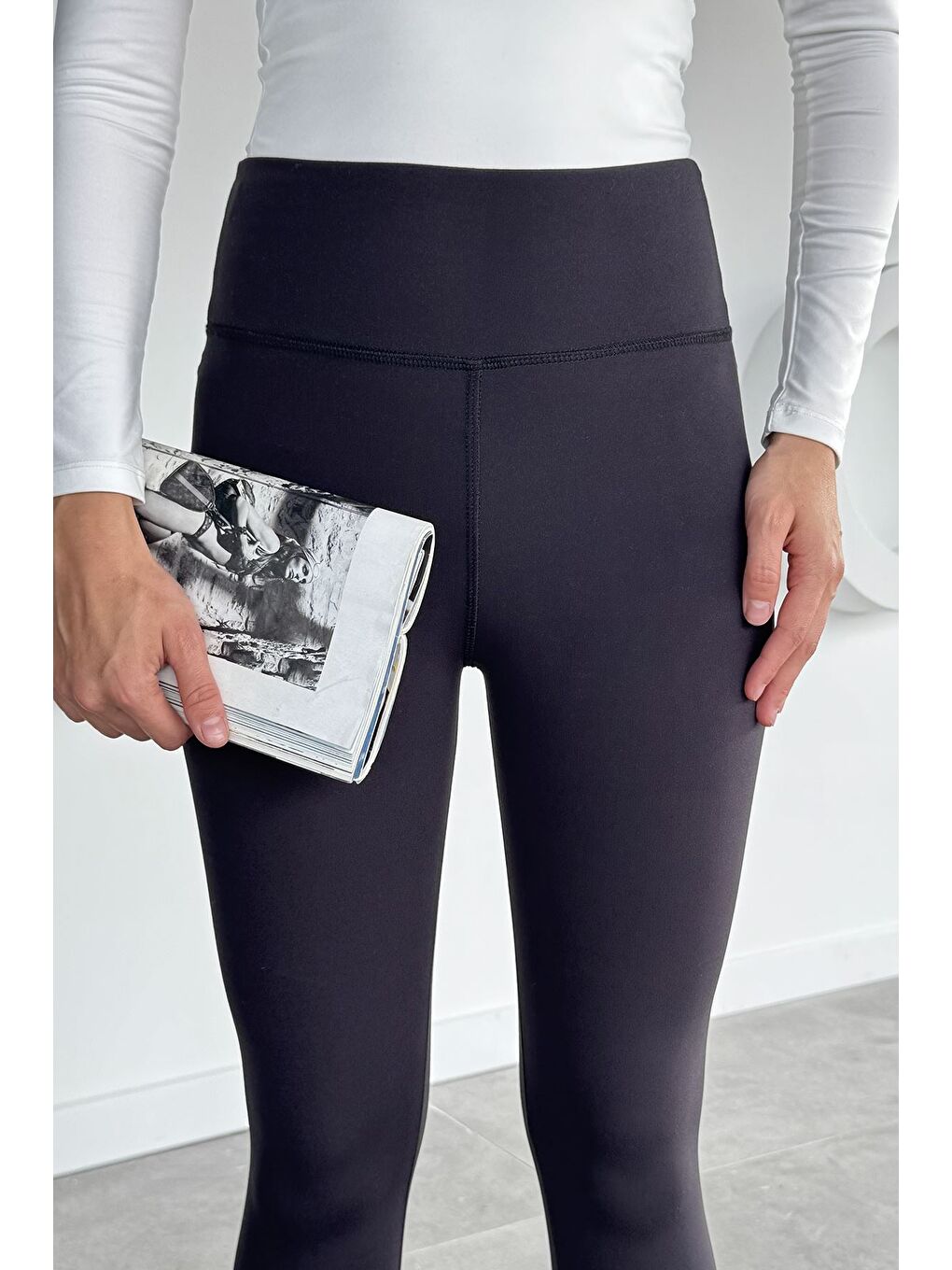 Siyah Kadın Yüksek Bel Elastanlı Tayt-2