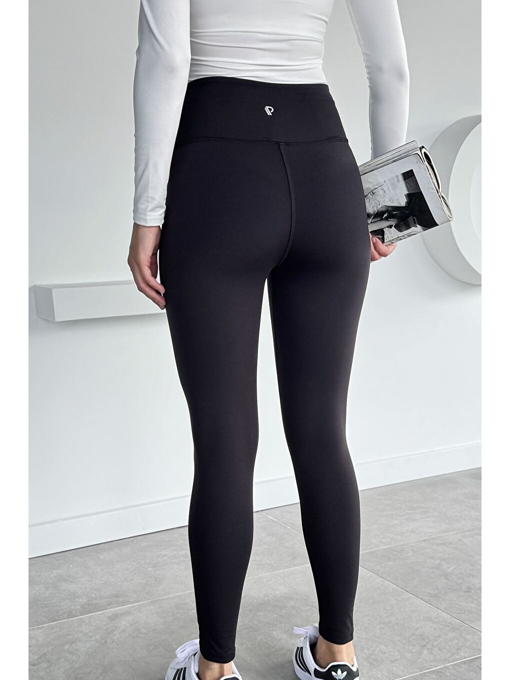 Siyah Kadın Yüksek Bel Elastanlı Tayt-3