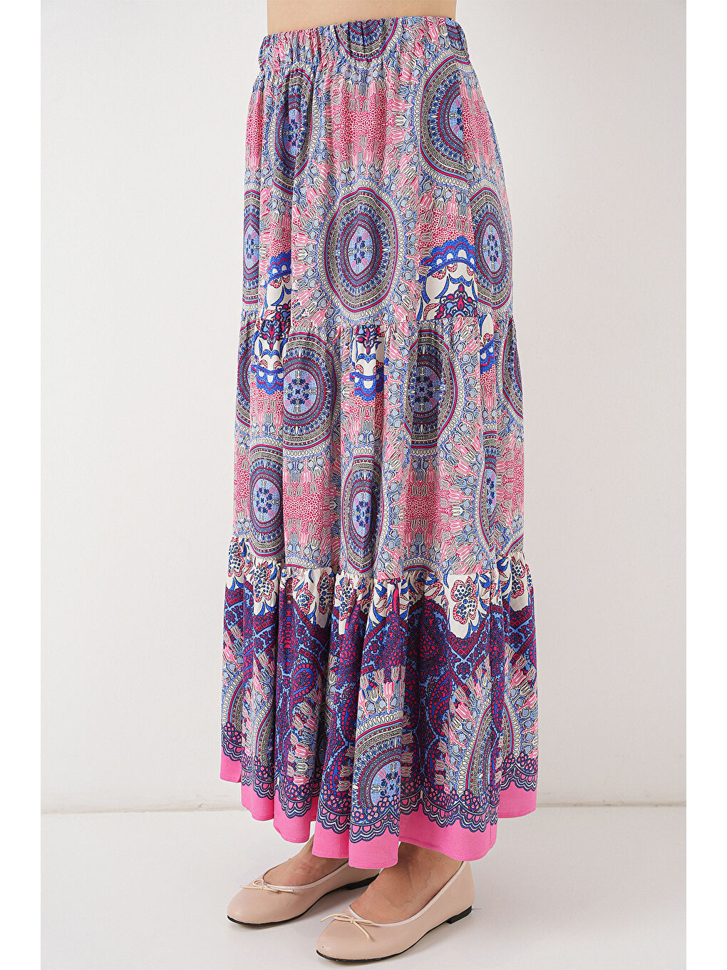 1898 Desenli Uzun Etek - Pembe-1