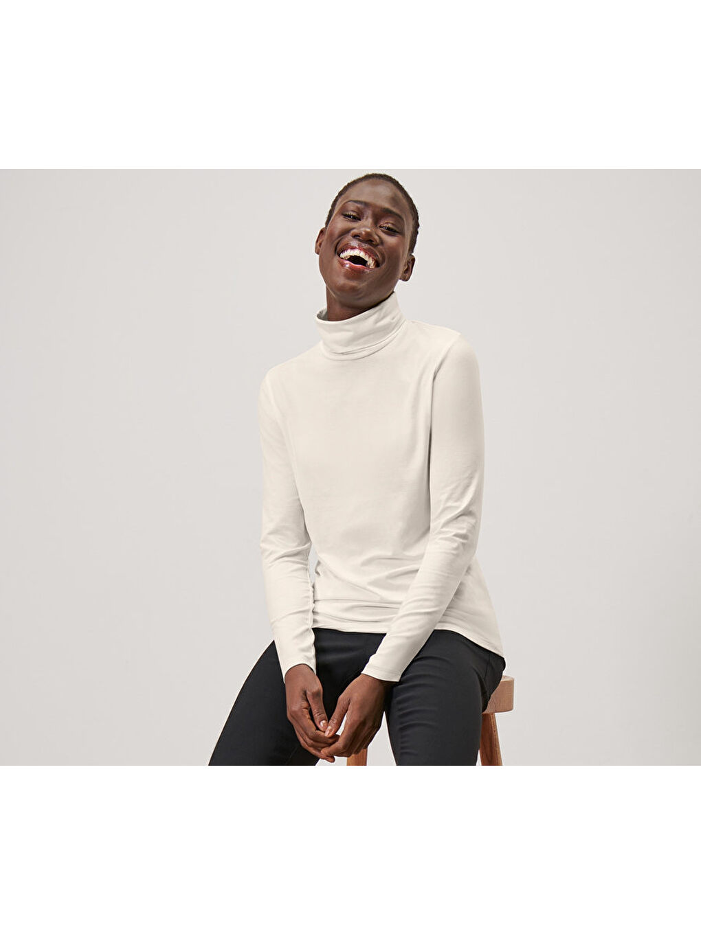 Ekru Kadın Kazak, Balıkçı Yaka, Krem