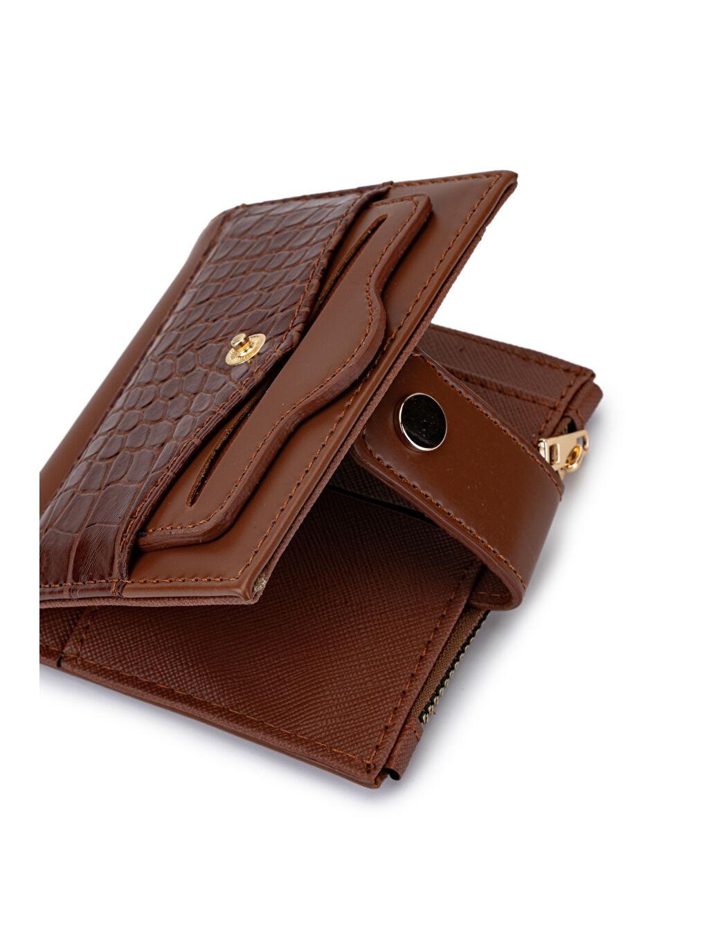 Kahverengi Suni Deri Kadın Cüzdan Taba MN105-2