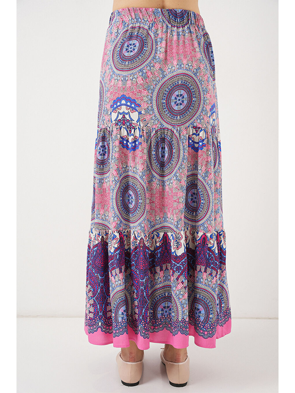 1898 Desenli Uzun Etek - Pembe-6