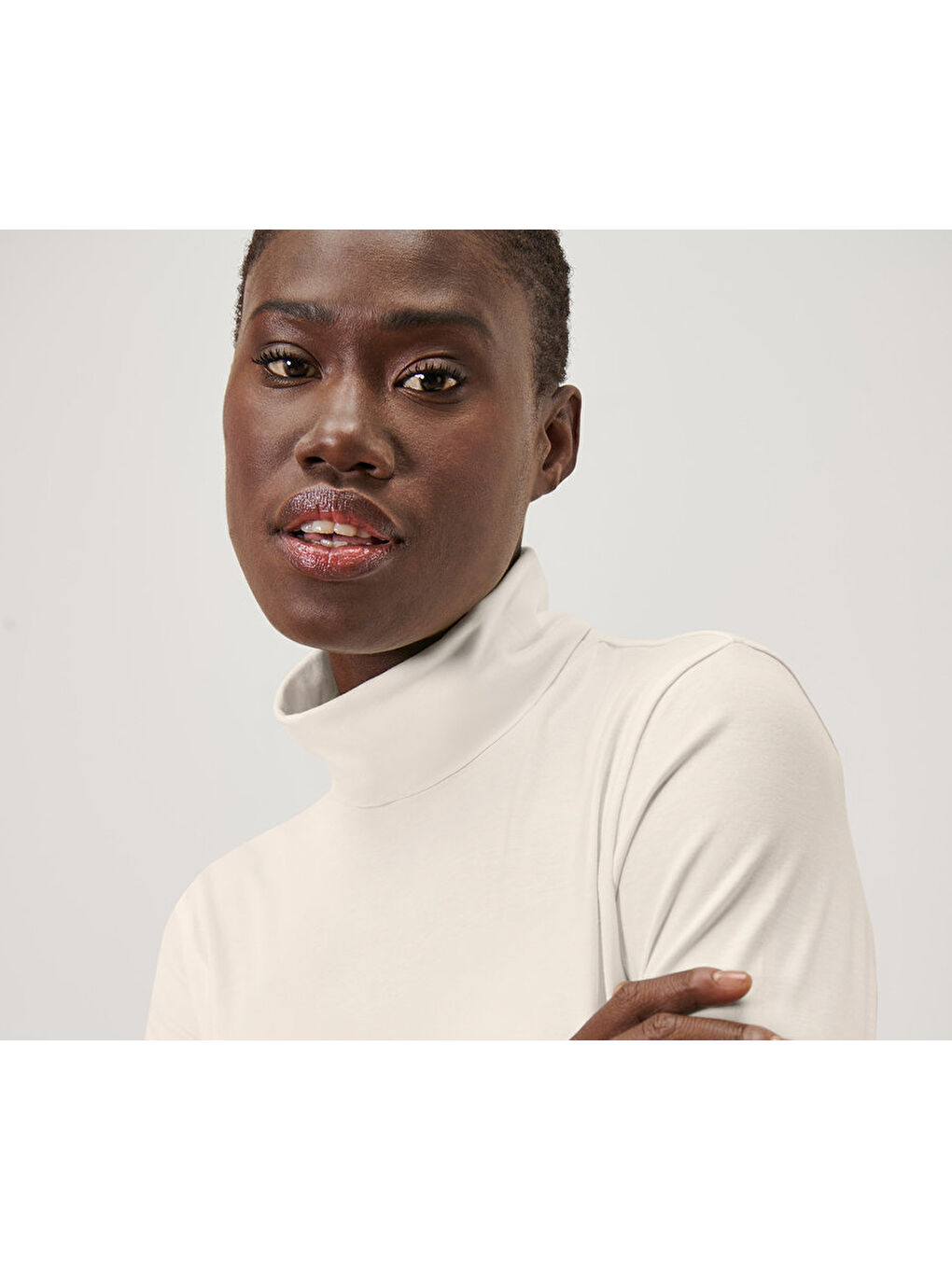 Ekru Kadın Kazak, Balıkçı Yaka, Krem-1