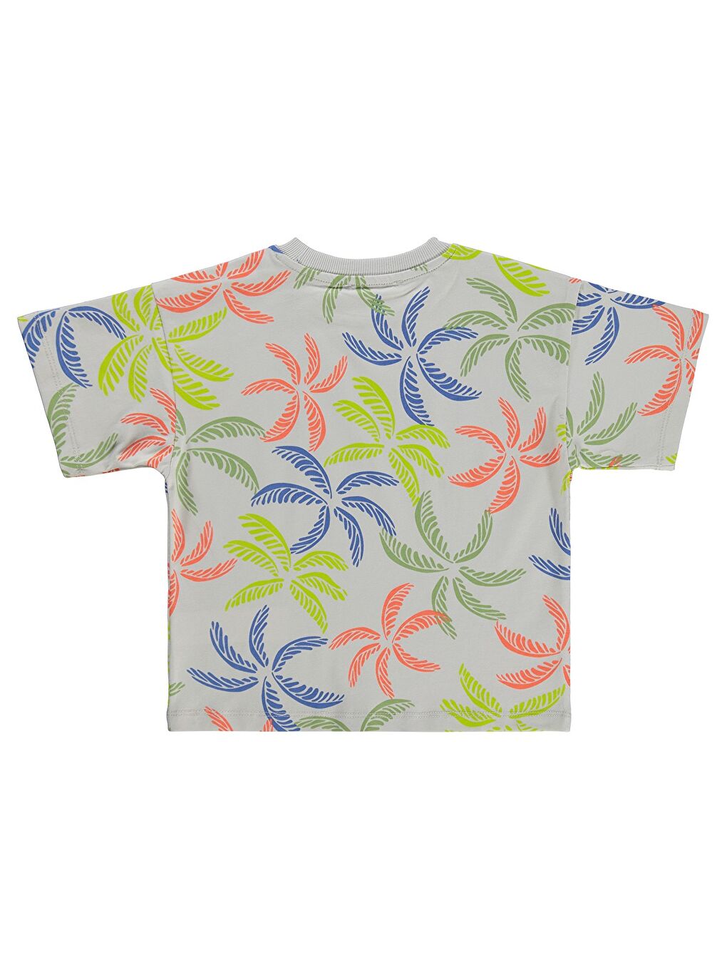 Bej Boys Palmiye Empirme Baskılı 2-5 Yaş Tişört - Koyu Taş Rengi-1