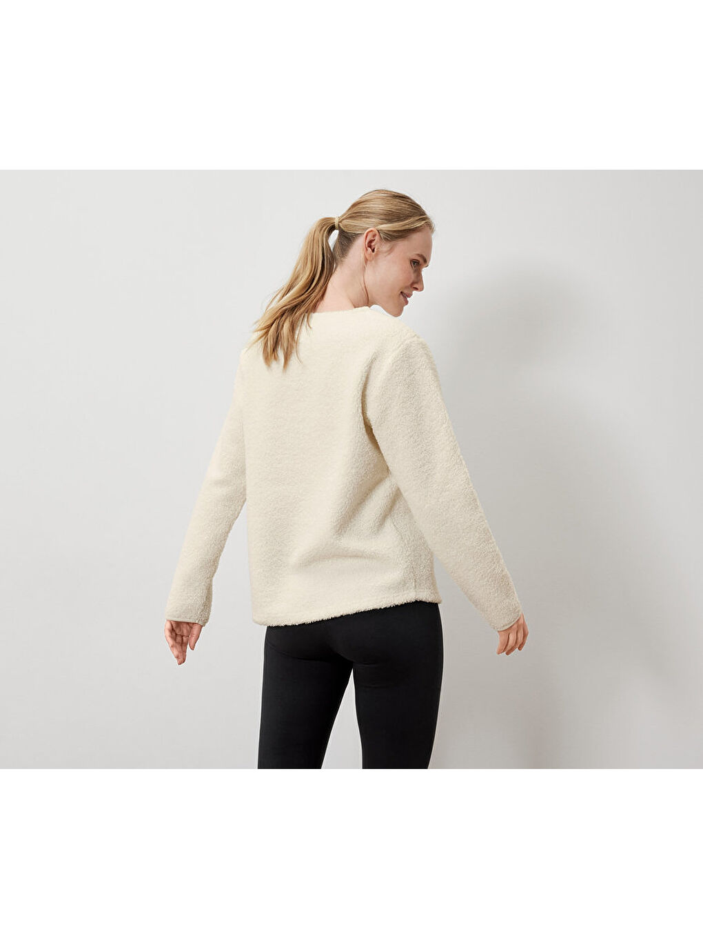 Ekru Kadın Teddy Kazak-1