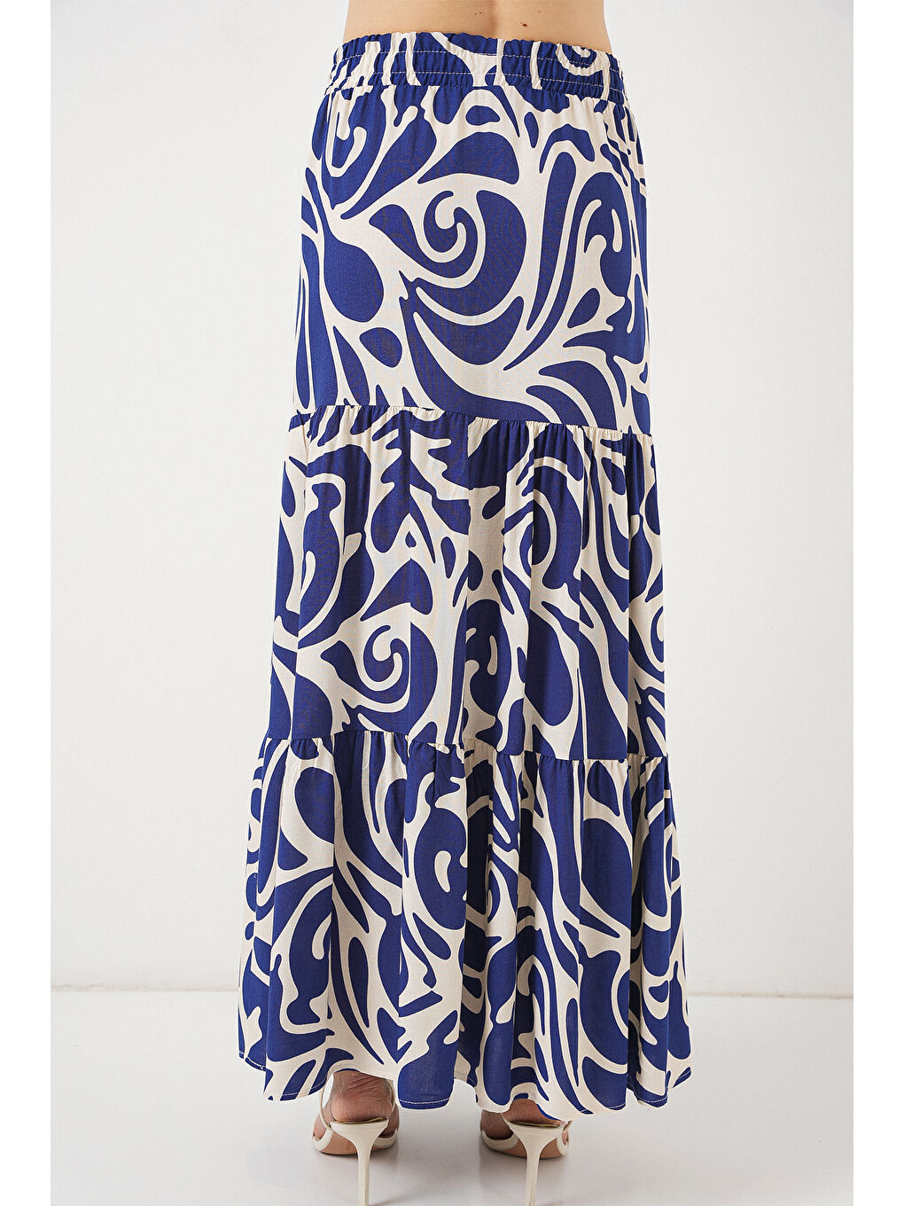 1898 Desenli Uzun Etek - F.Lacivert-5