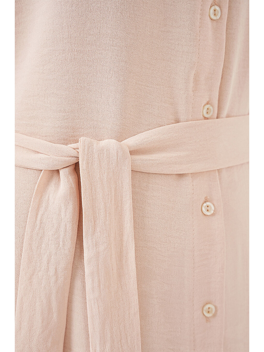 Ekru Kadın Sıfır Kol Kuşaklı Ayrobin Elbise 2568 - Krem-4