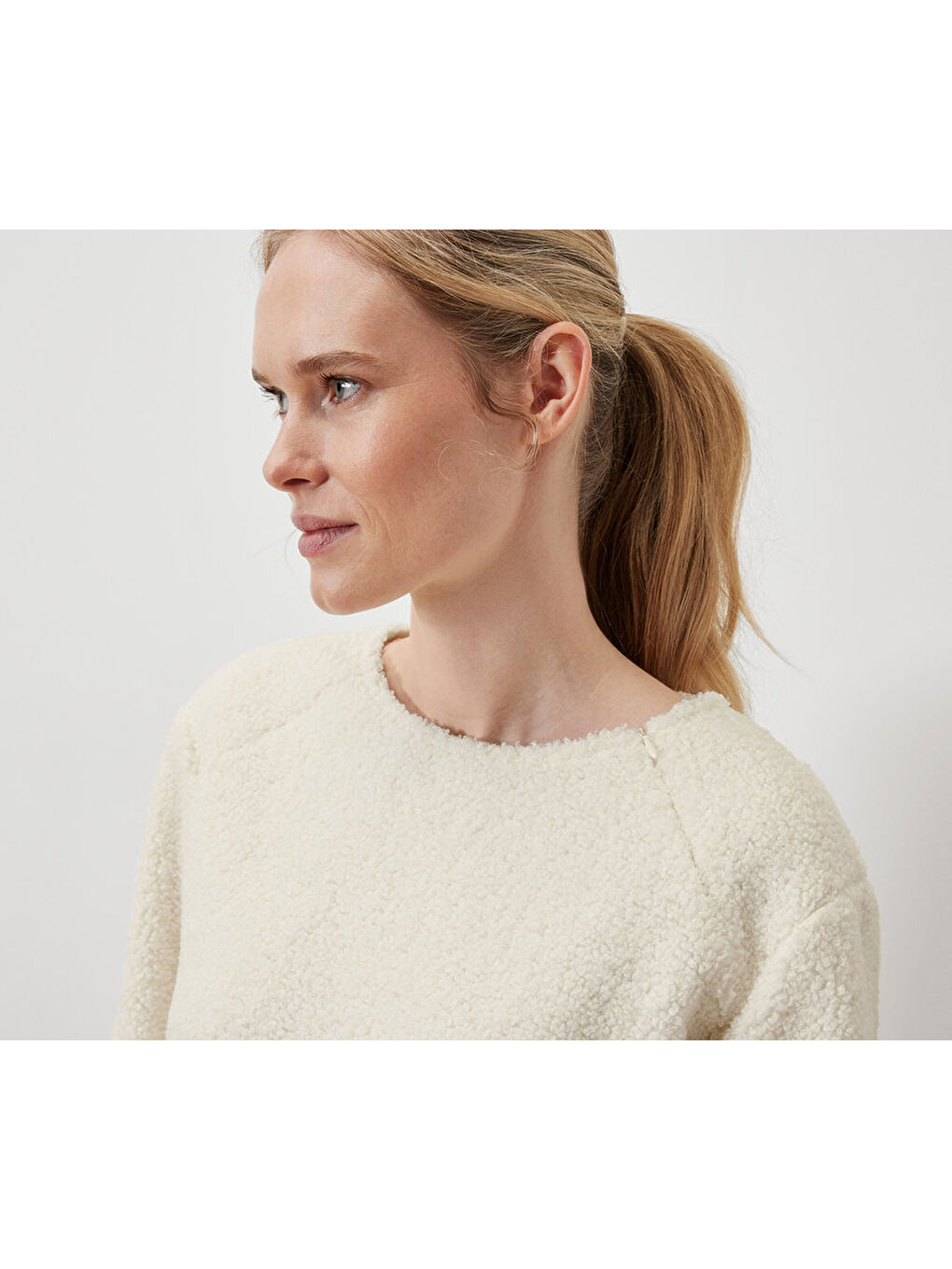 Ekru Kadın Teddy Kazak-2