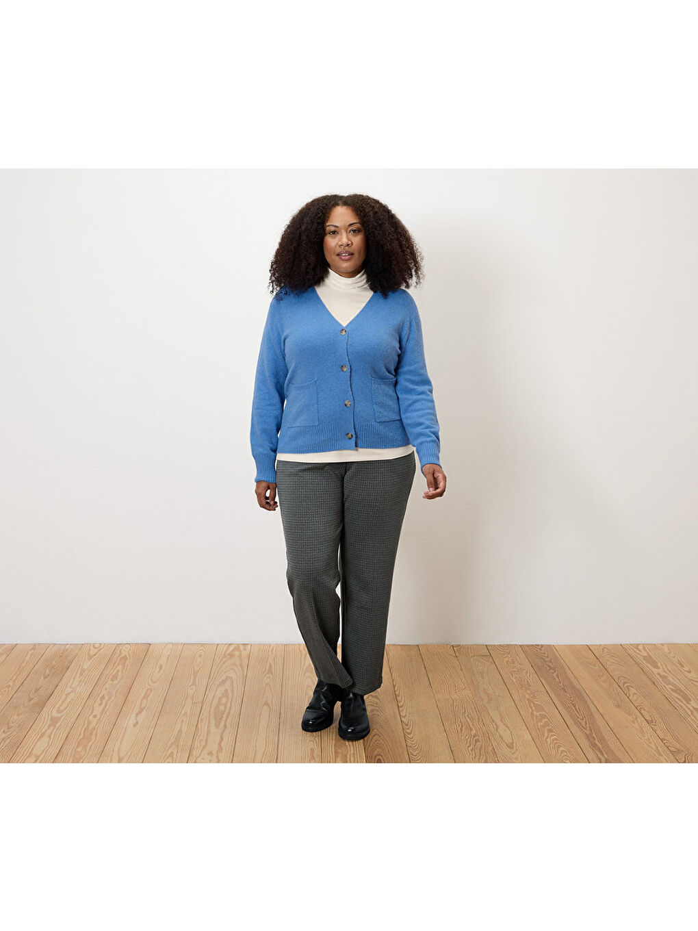 Ekru Kadın Kazak, Balıkçı Yaka, Krem-3