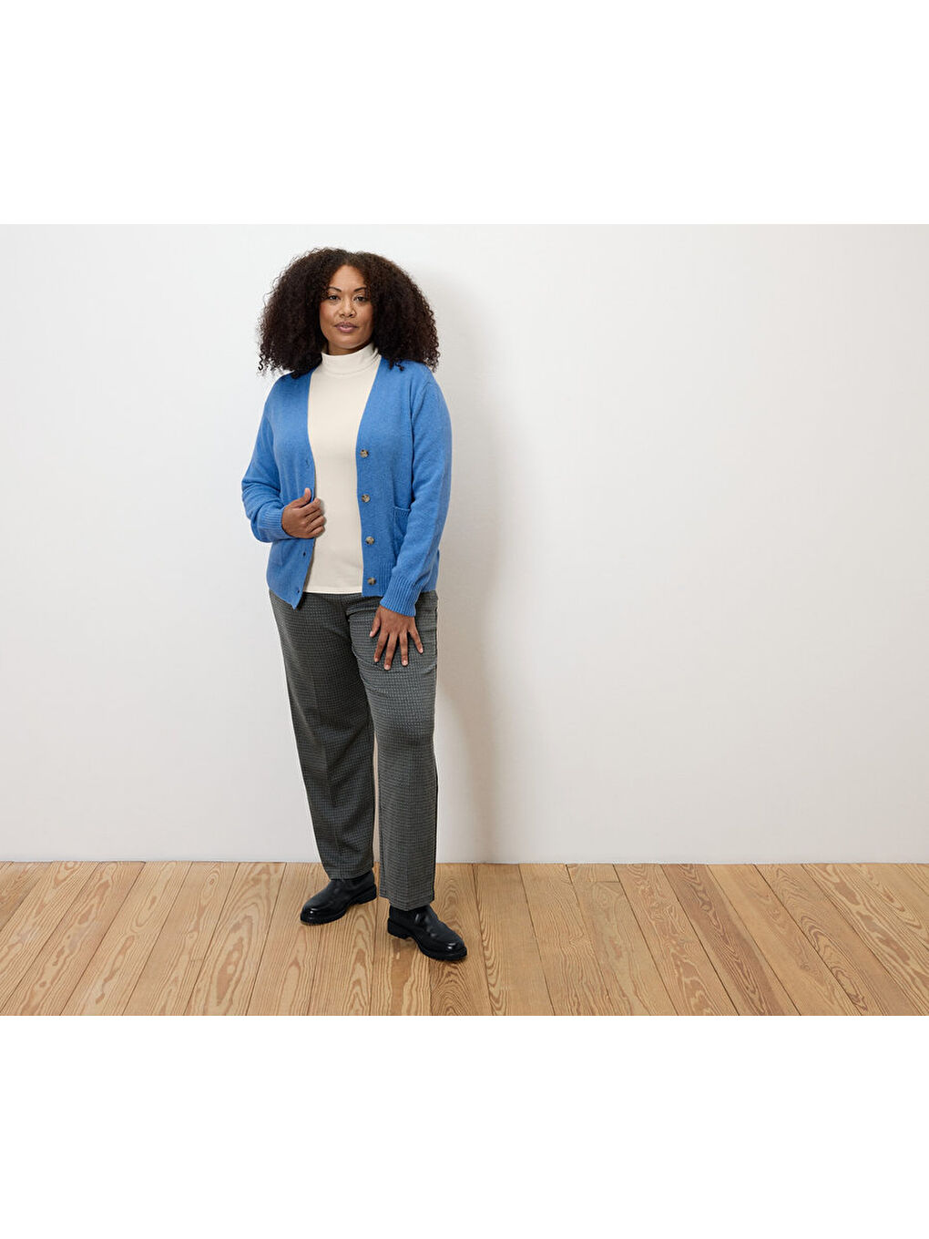 Ekru Kadın Kazak, Balıkçı Yaka, Krem-4