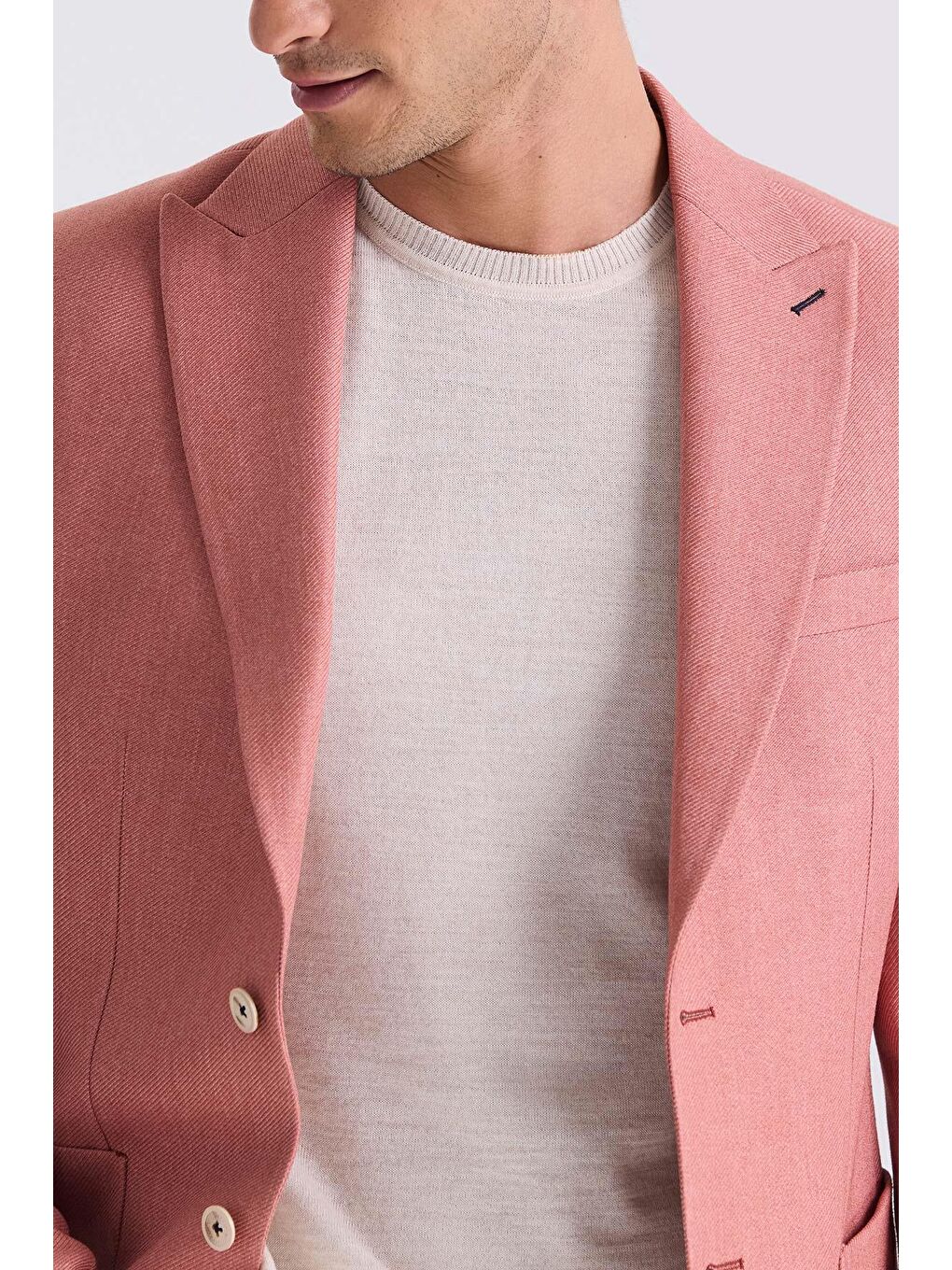 Turuncu Yavru Ağzı Slim Fit Sivri Yaka Yazlık Spor Ceket-2