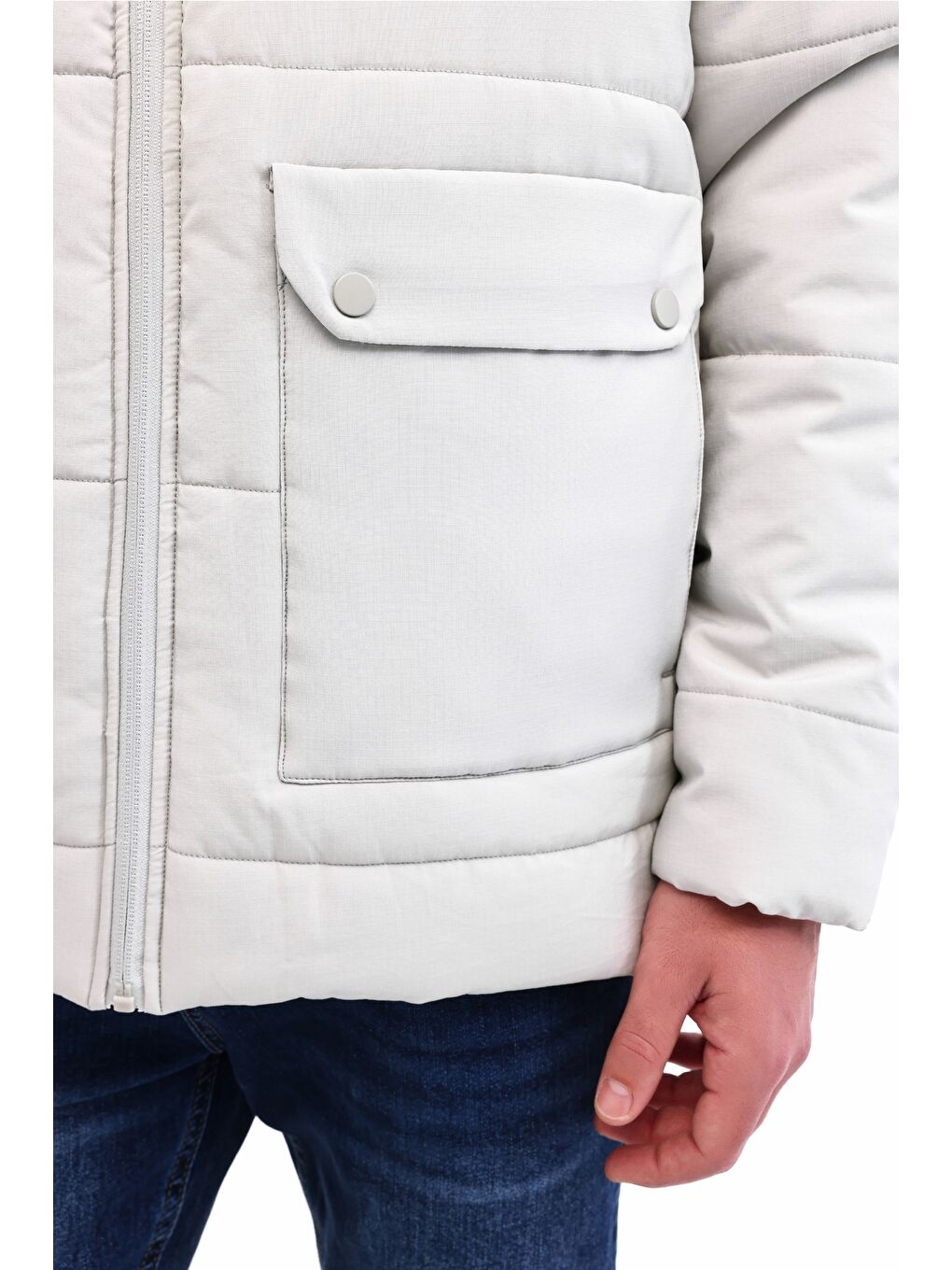 Gri ML ALGER COAT 5PR Taş Rengi Erkek Kısa Mont-4