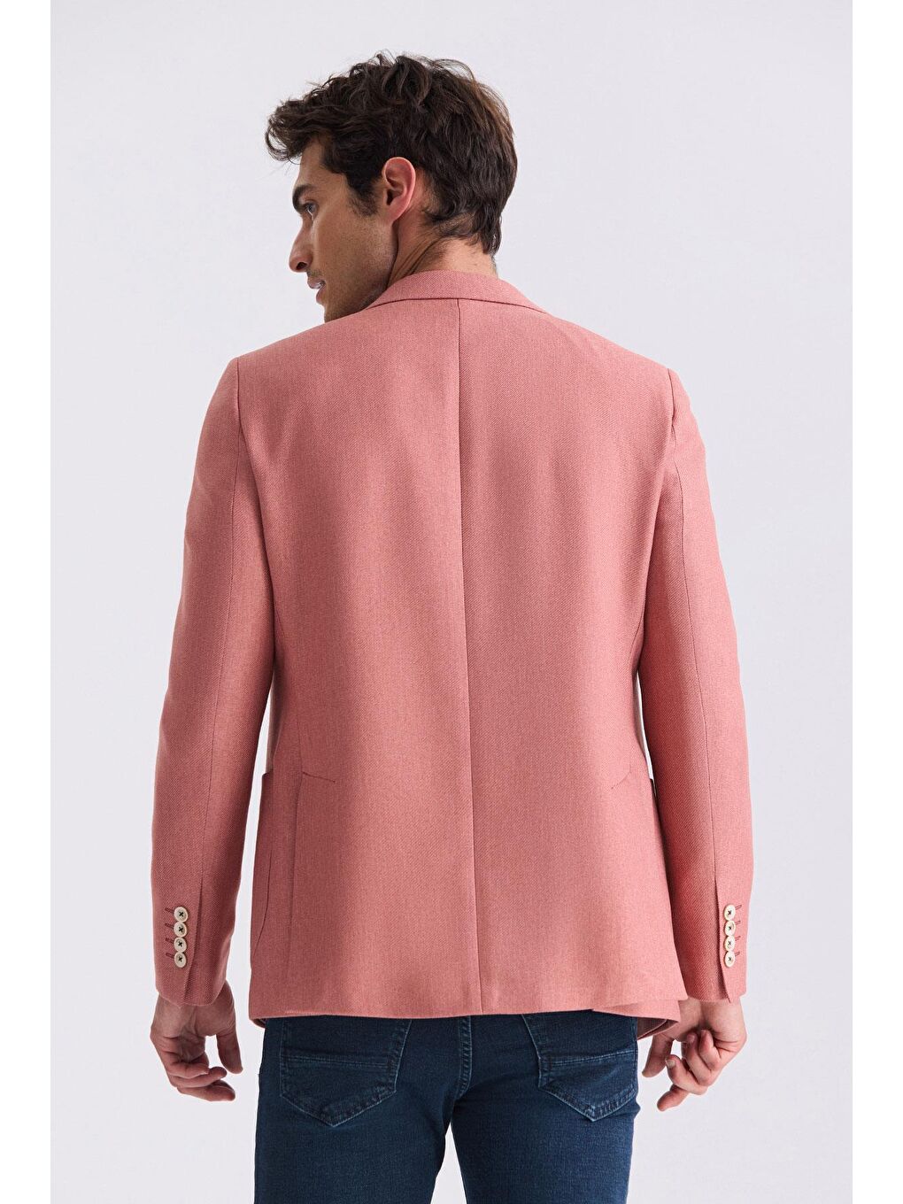 Turuncu Yavru Ağzı Slim Fit Sivri Yaka Yazlık Spor Ceket-3