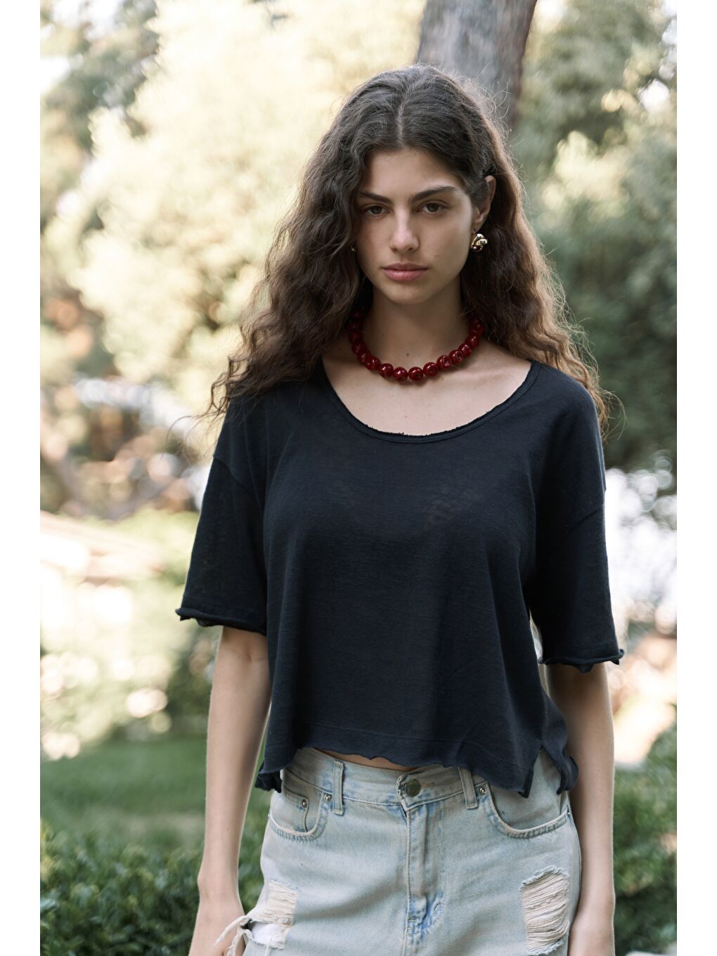 Ripley Yarım Kol Siyah T-Shirt-1