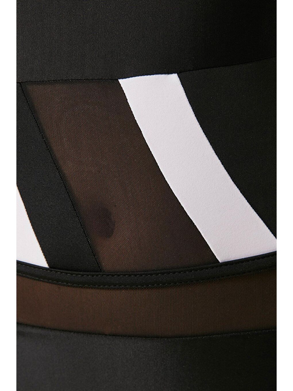 Tek Omuz Tül Detaylı Mayo 7532 Siyah-2