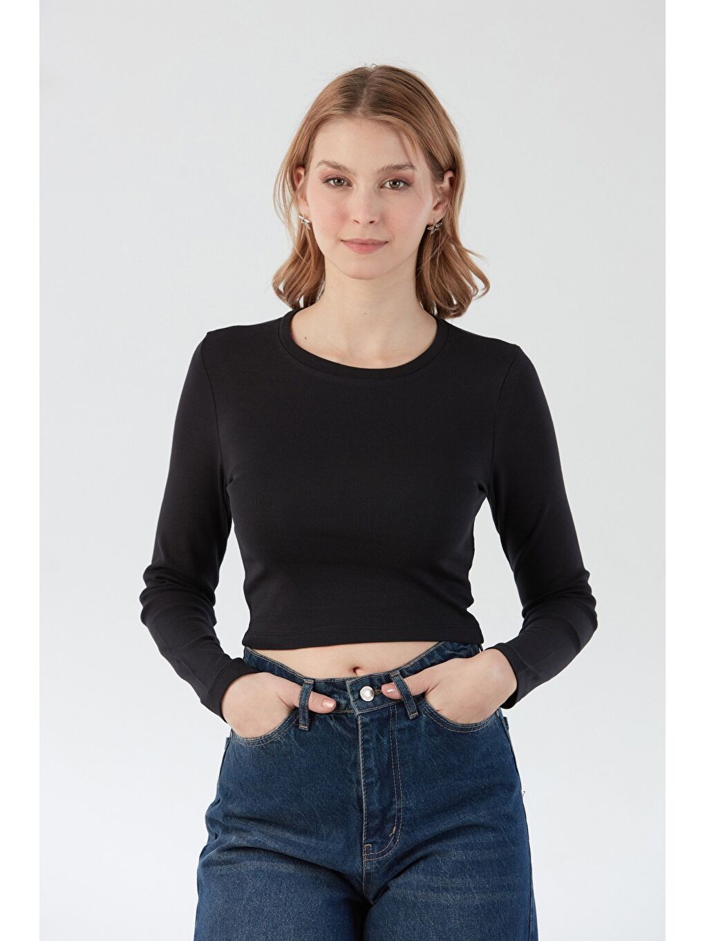 Siyah Basic Crop Body