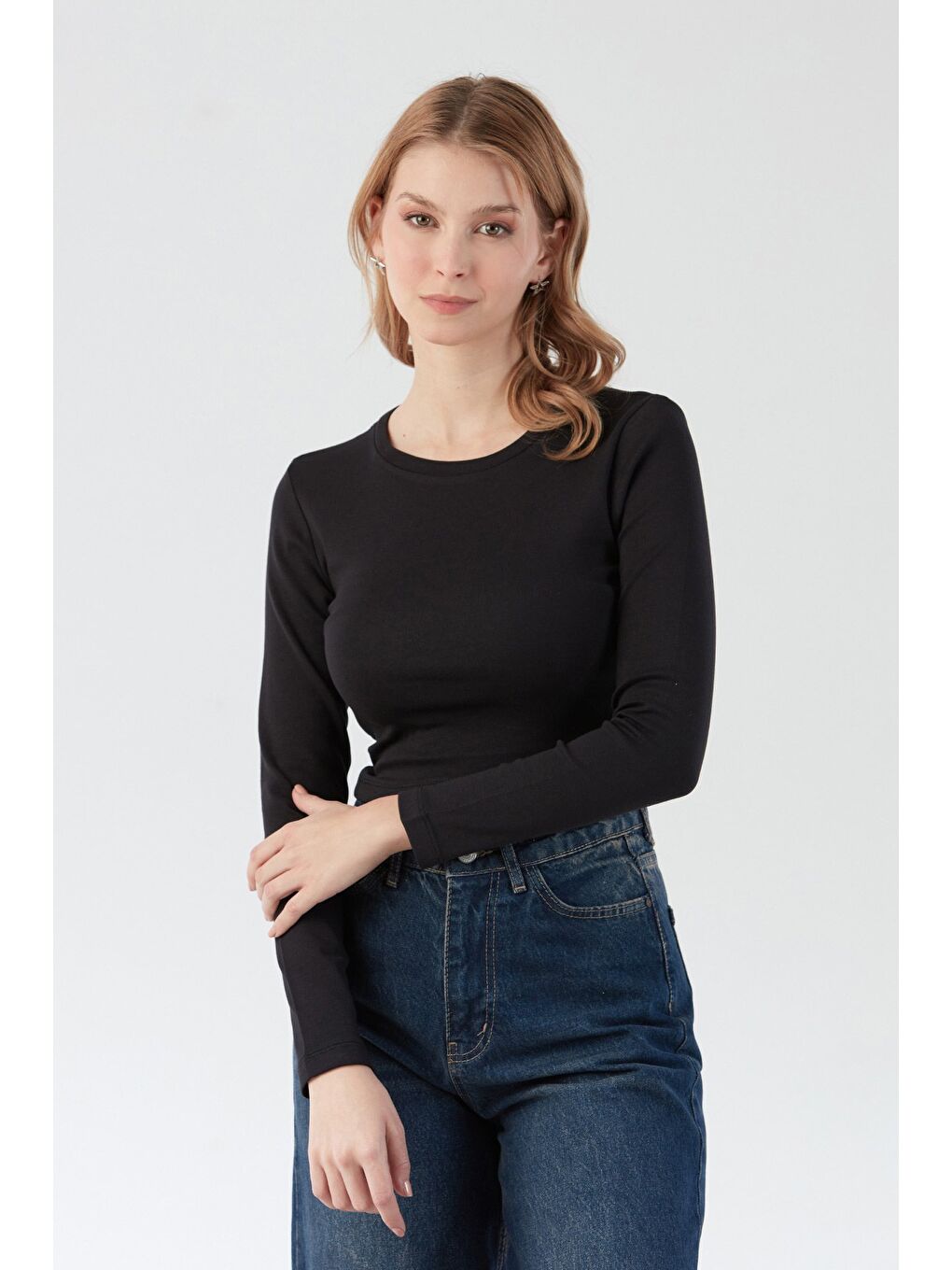 Siyah Basic Crop Body-3