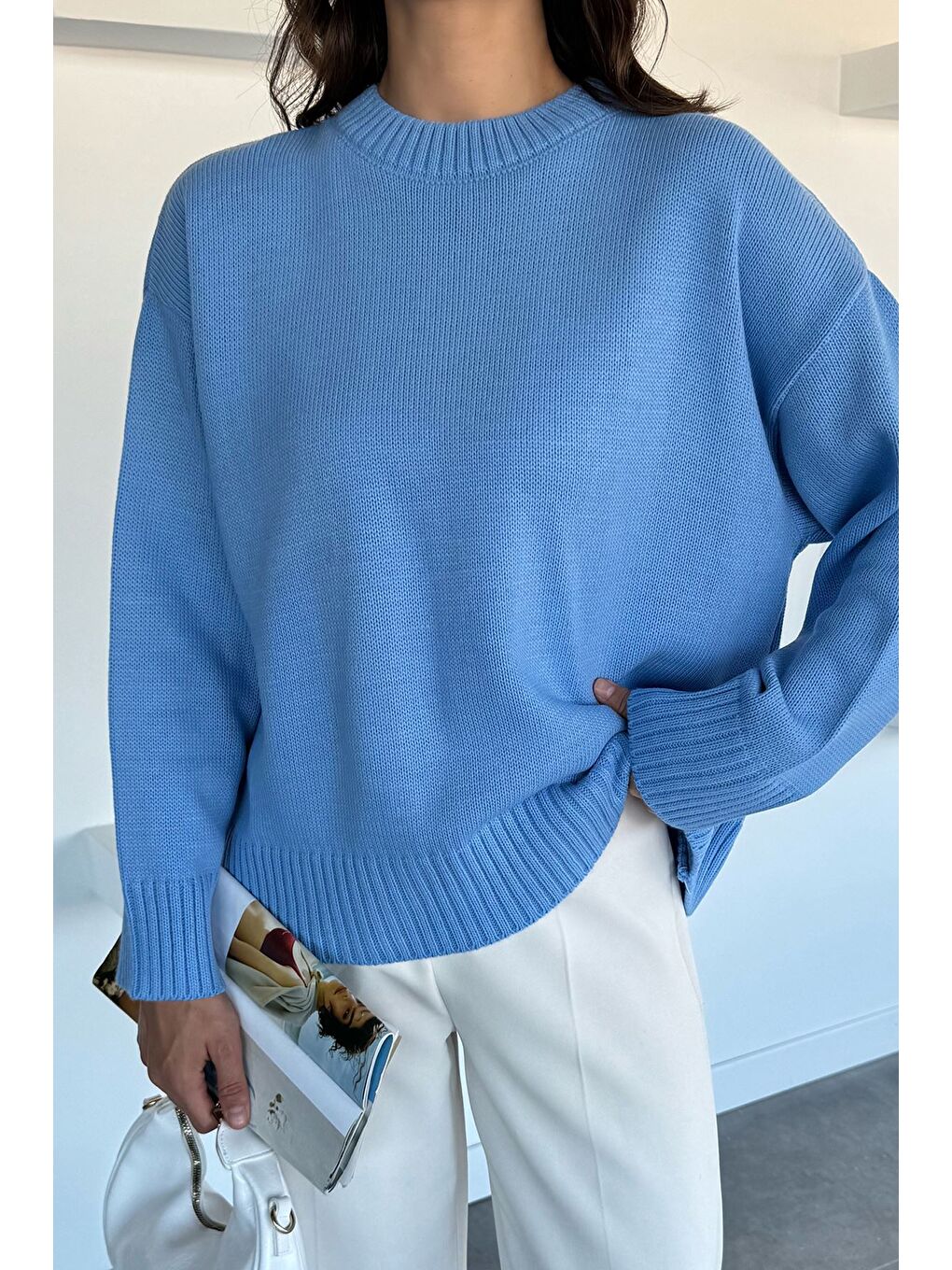 Mavi Kadın Bisklet Yaka Triko Kazak