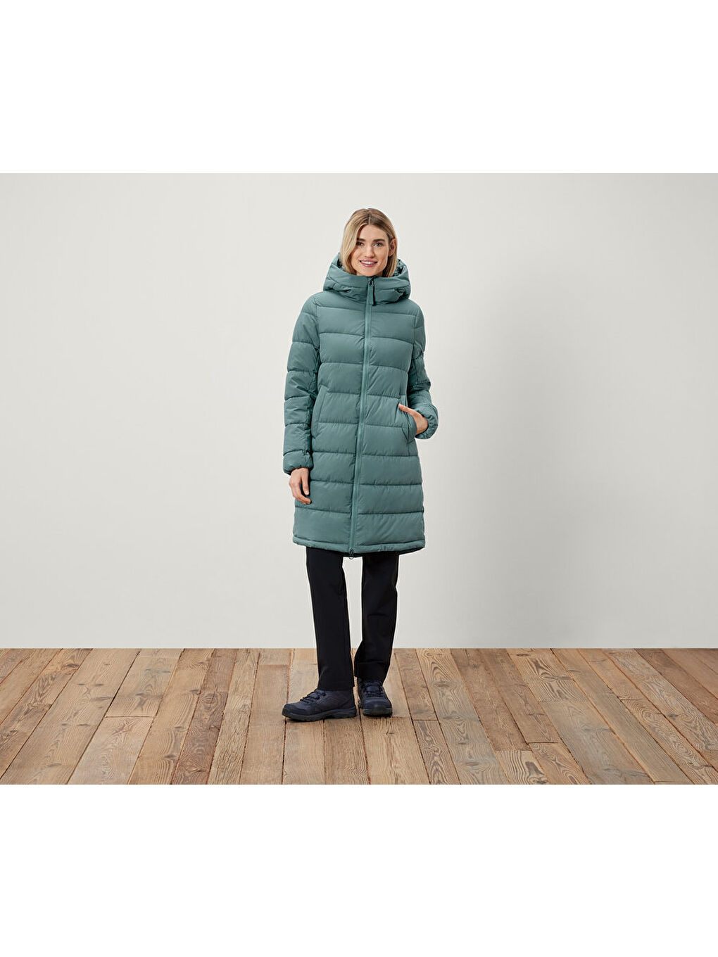 Yeşil Kadın Kapitone Mont, , Adaçayı
