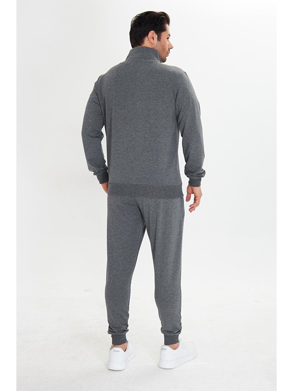 Yarım Fermuarlı Pamuklu Erkek Eşofman Takımı Antrasit 5709-A-6