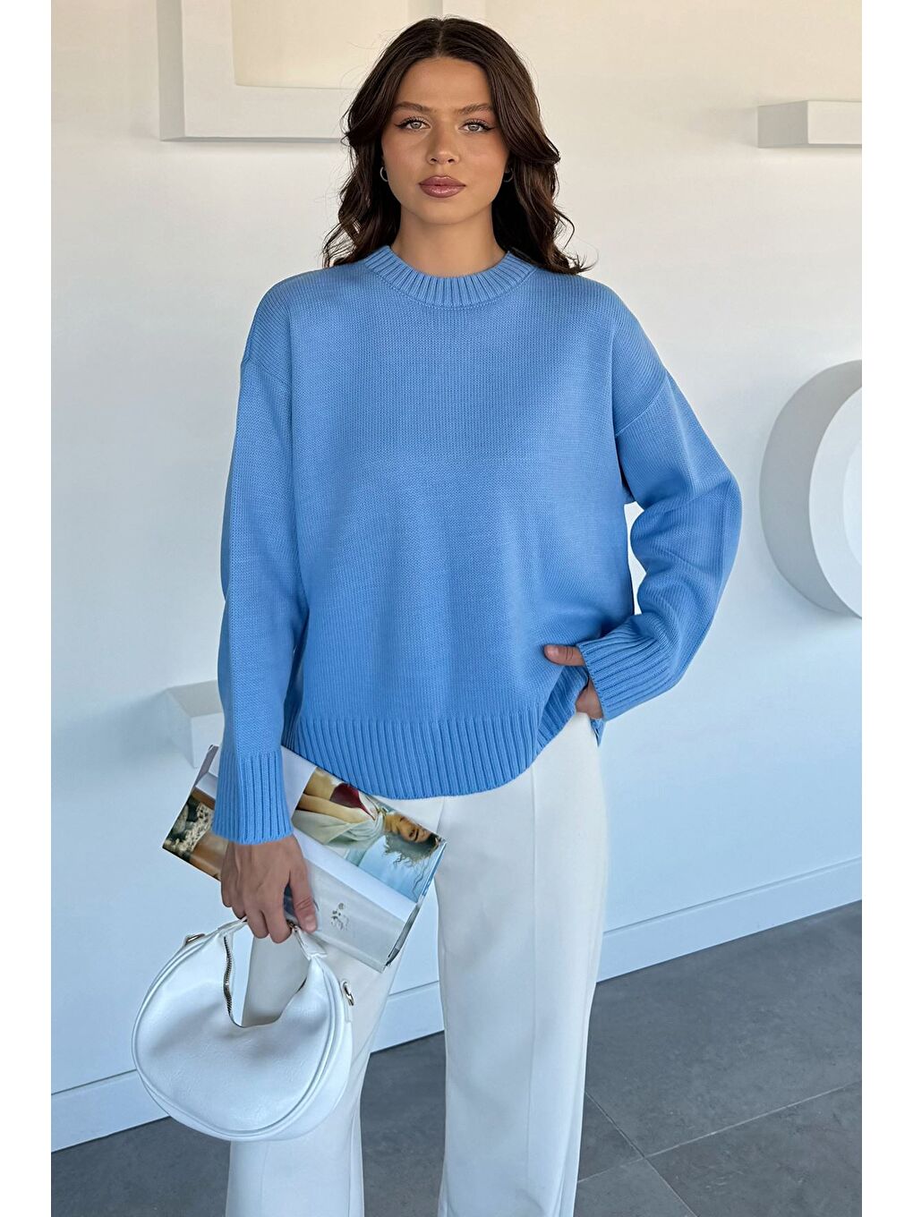 Mavi Kadın Bisklet Yaka Triko Kazak-1