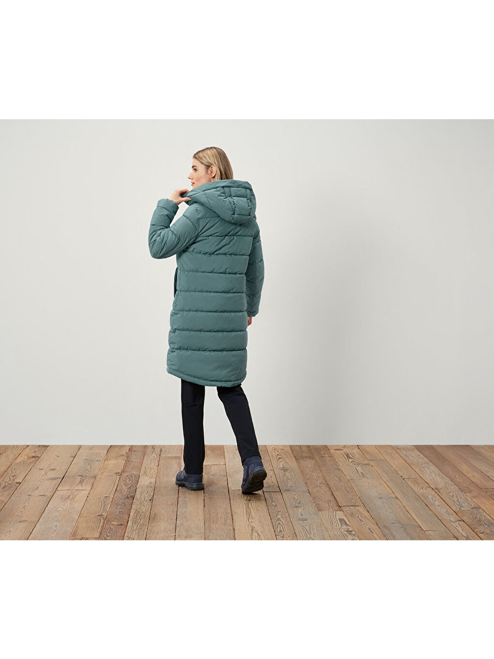 Yeşil Kadın Kapitone Mont, , Adaçayı-1
