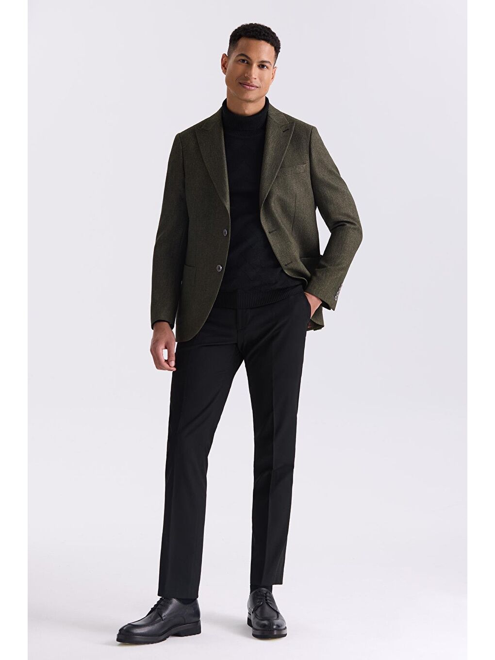 Haki Slim Fit Sivri Yaka Spor Ceket-1