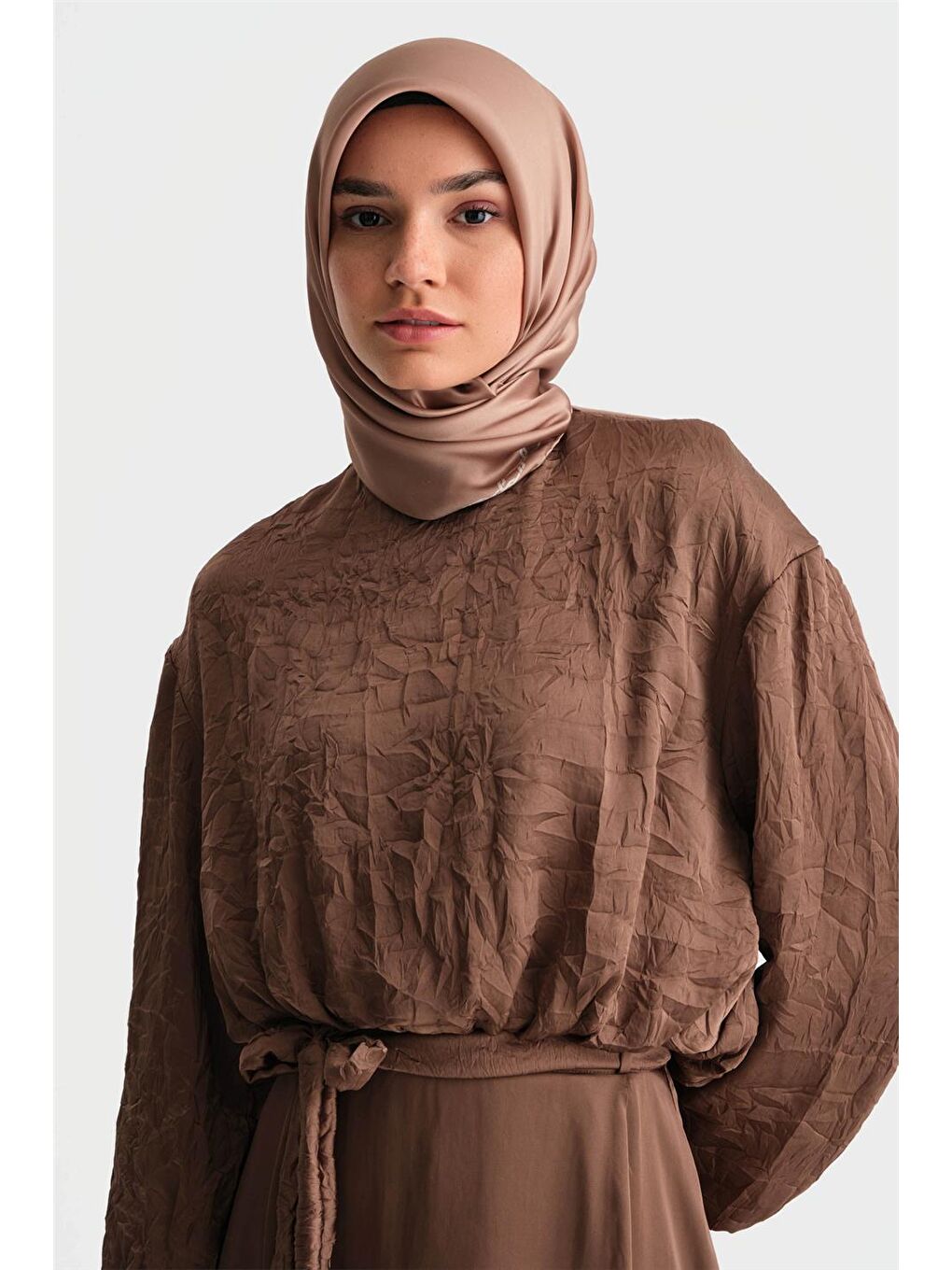Kahverengi Balon Bluzlu Takım 24K6919 Acı Kahve-2