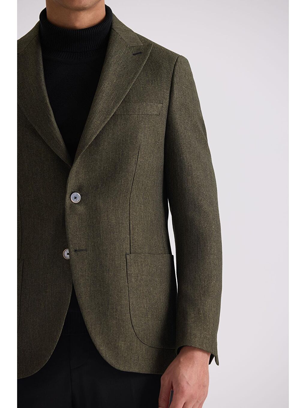 Haki Slim Fit Sivri Yaka Spor Ceket-2