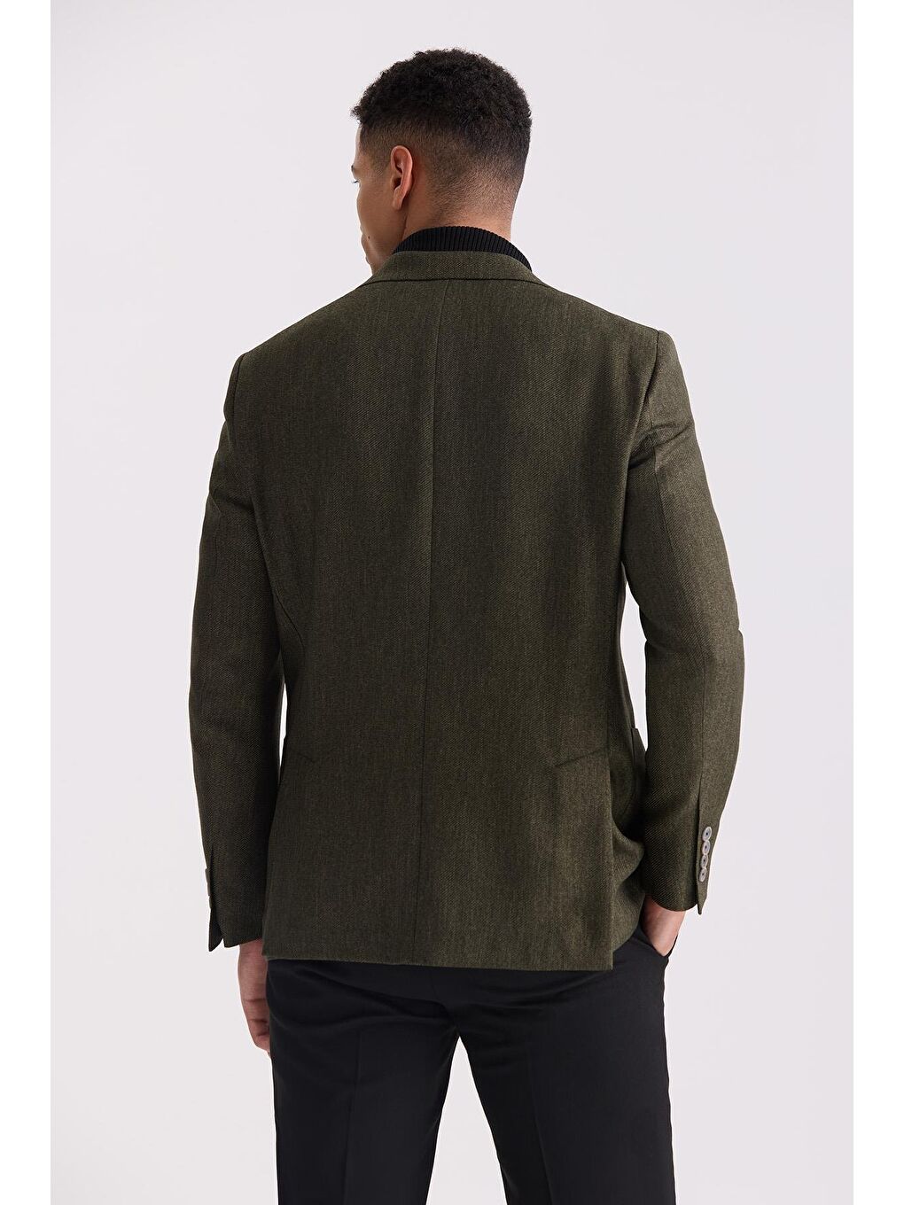 Haki Slim Fit Sivri Yaka Spor Ceket-3
