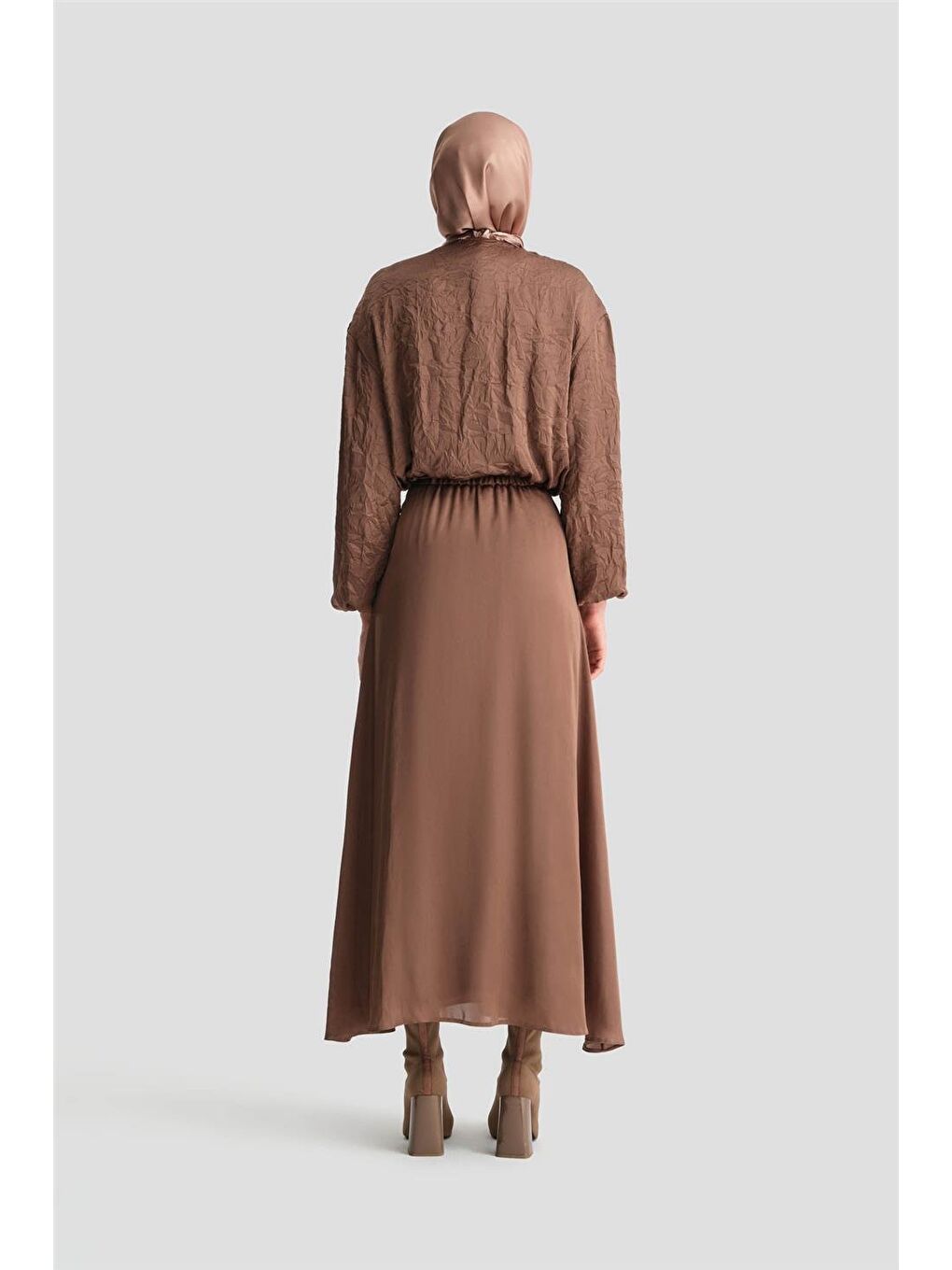 Kahverengi Balon Bluzlu Takım 24K6919 Acı Kahve-4