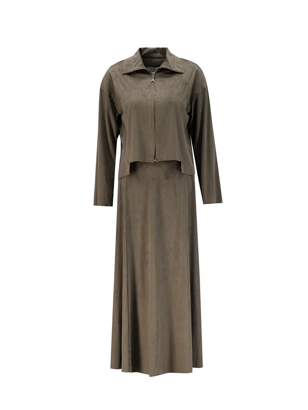 Kesim Detaylı Süet Takım 24K6914 Haki-4