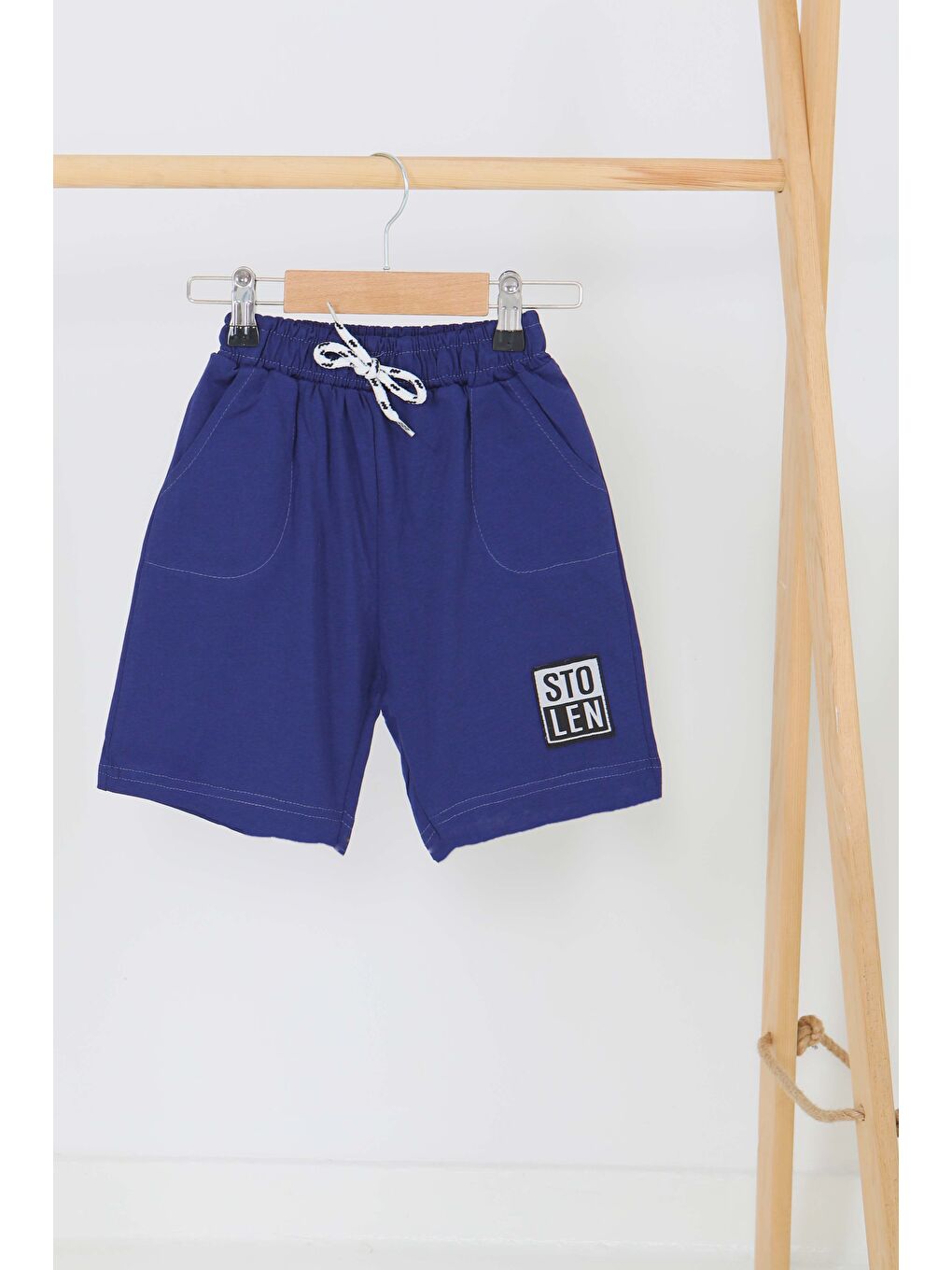 Mavi Kız Çocuk Saks Baskılı Şort - 27335