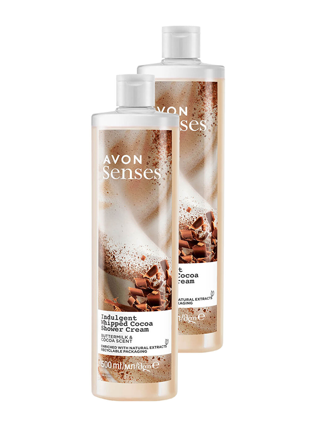 AVON Renksiz Senses Indulgent ButterMilk ve Kakao Özü İçeren Duş Kremi 500 Ml. İkili Set