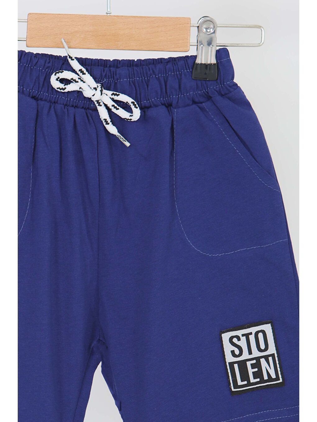 Mavi Kız Çocuk Saks Baskılı Şort - 27335-1