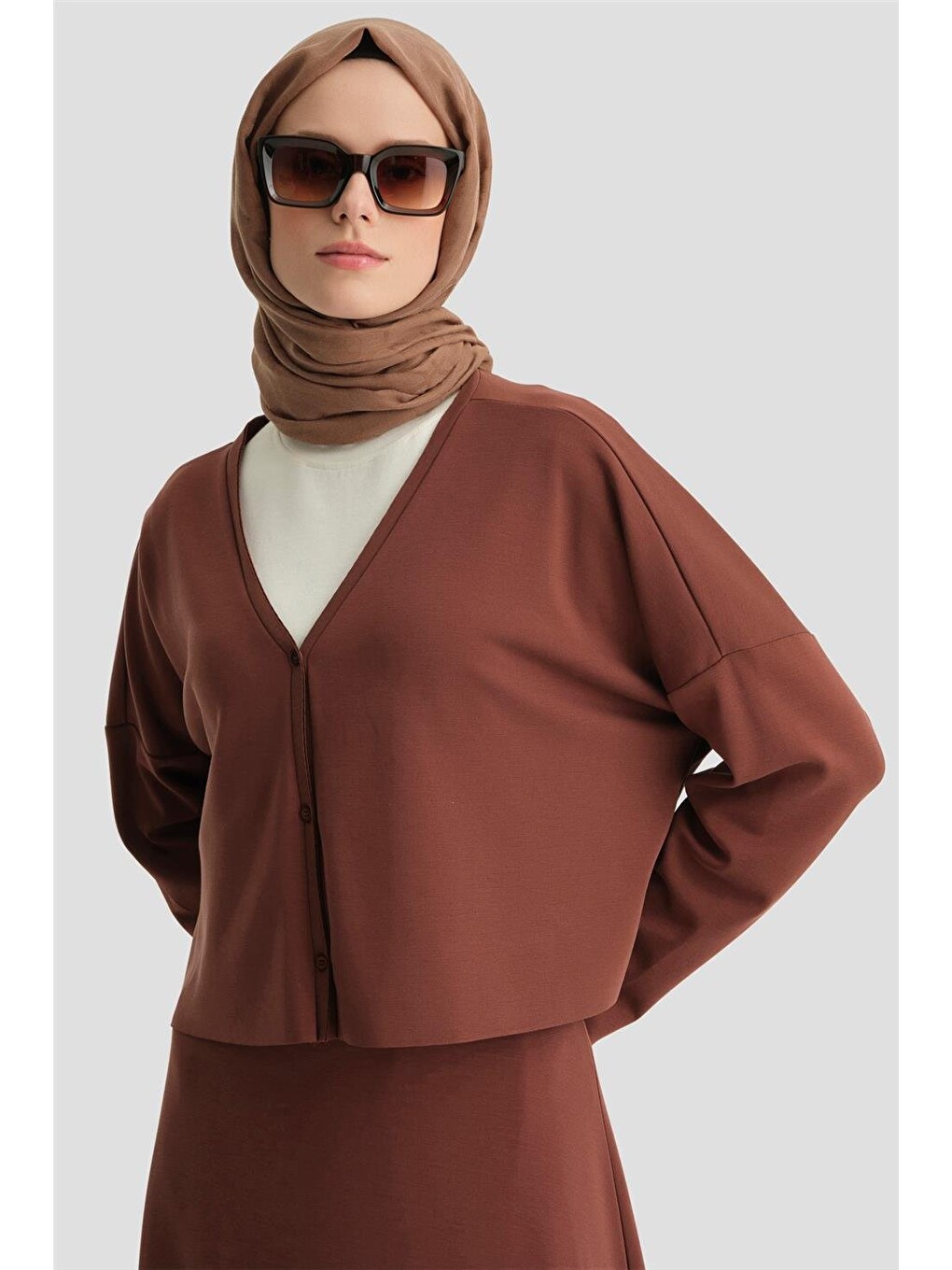 Kahverengi Örme Hırkalı Takım 24kd6816 Kızıl Kahve-2