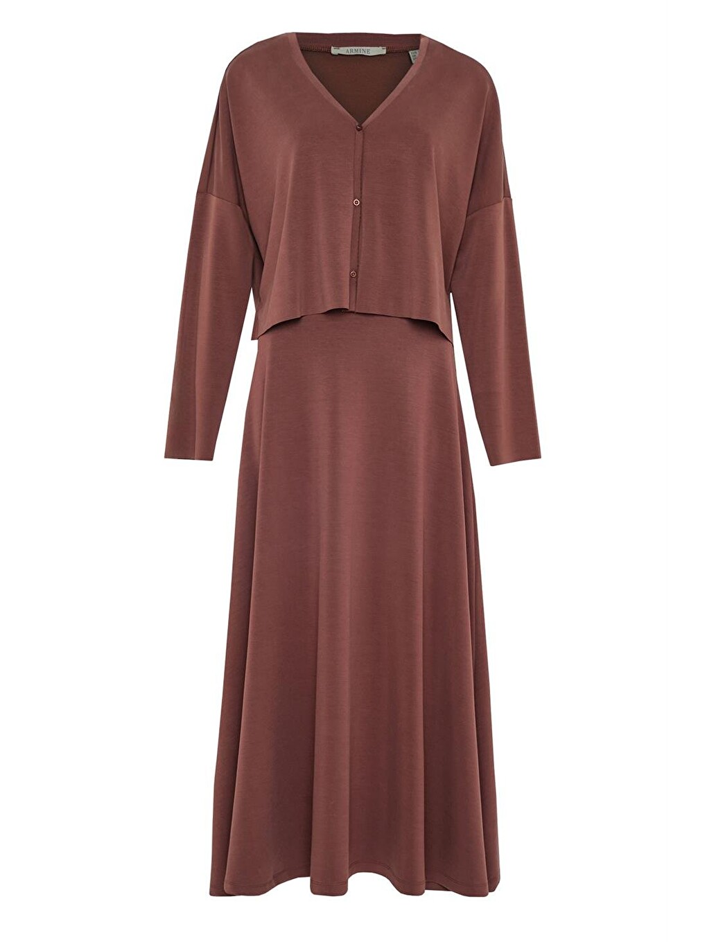 Kahverengi Örme Hırkalı Takım 24kd6816 Kızıl Kahve-5
