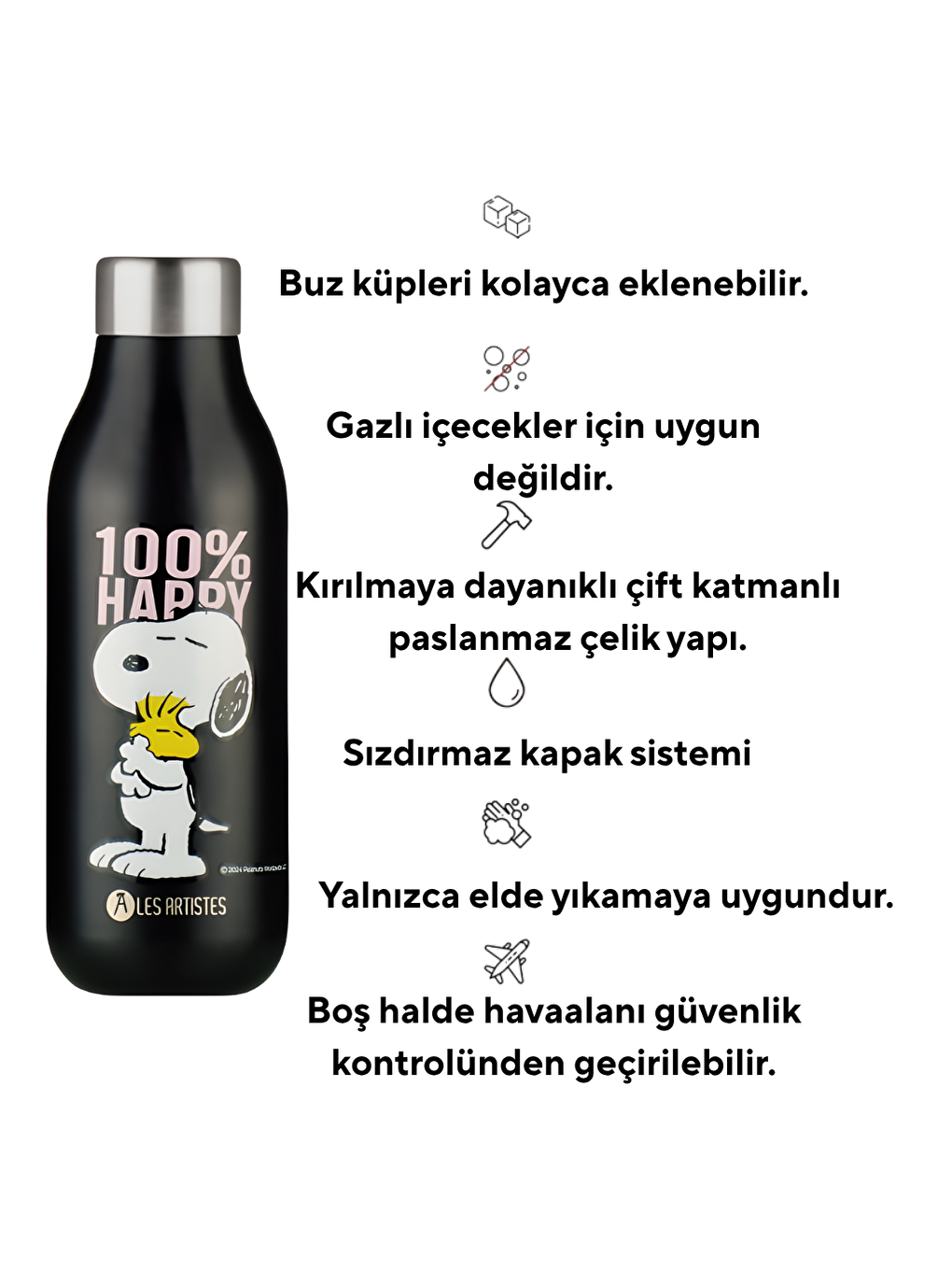 Karışık Isı Yalıtımlı Çelik Termos Mug 500ml Happy Snoopy-2