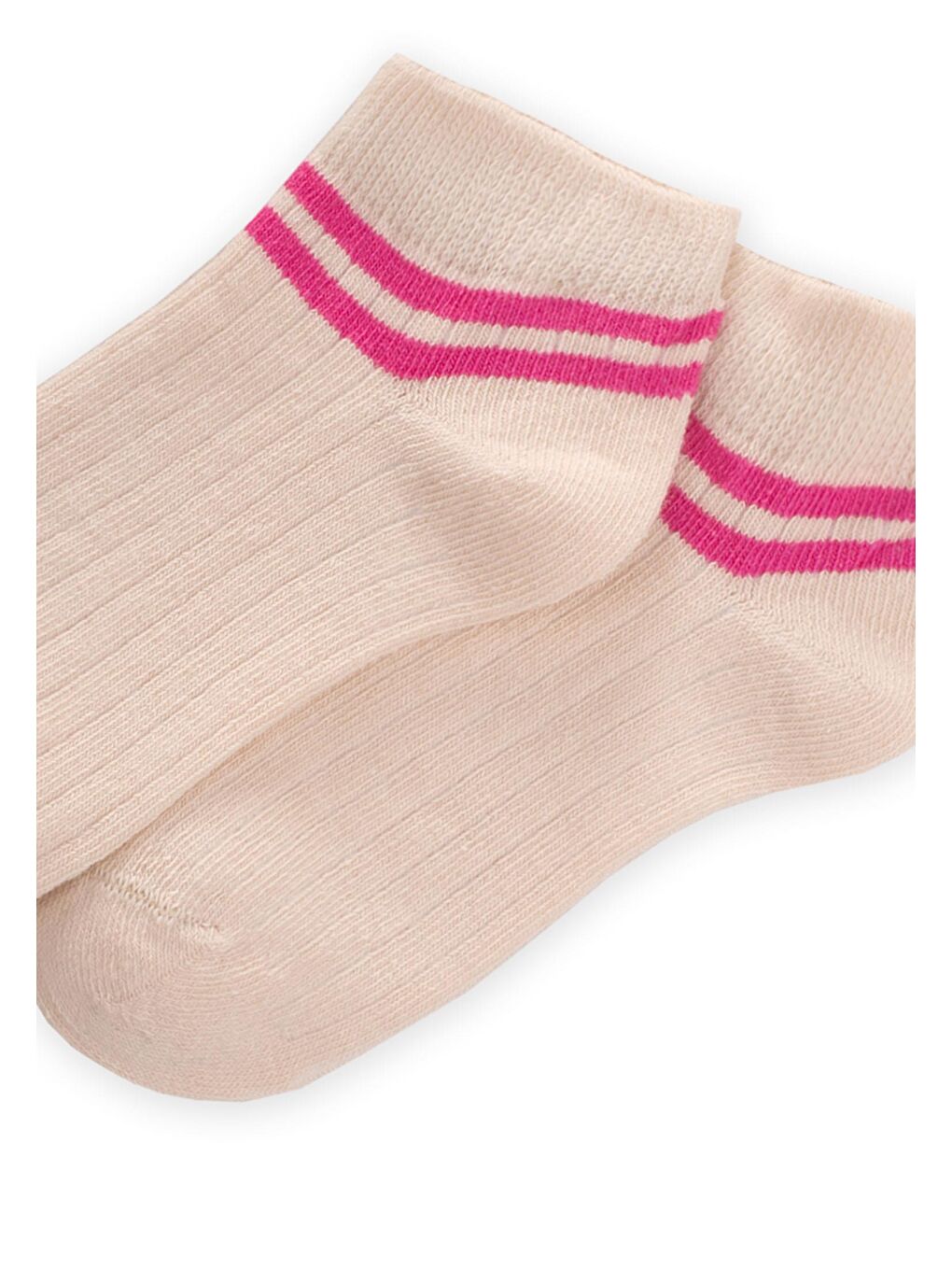 Fuşya Kız Çocuk Çizgili Patik Çorap-1