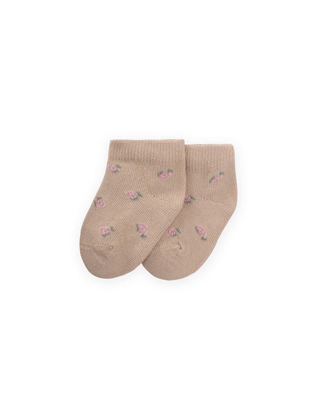 Bej Kız Çocuk Çiçek Patik Çorap