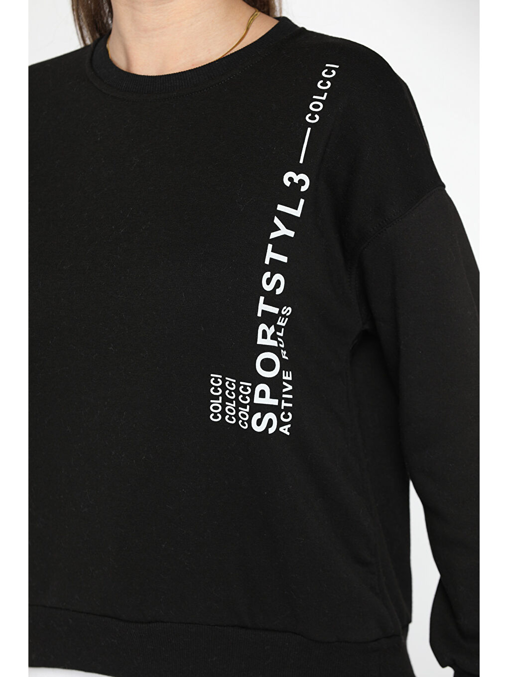 GÜLSELİ Siyah Kadın Baskılı Şardonlu Sweatshirt - 3