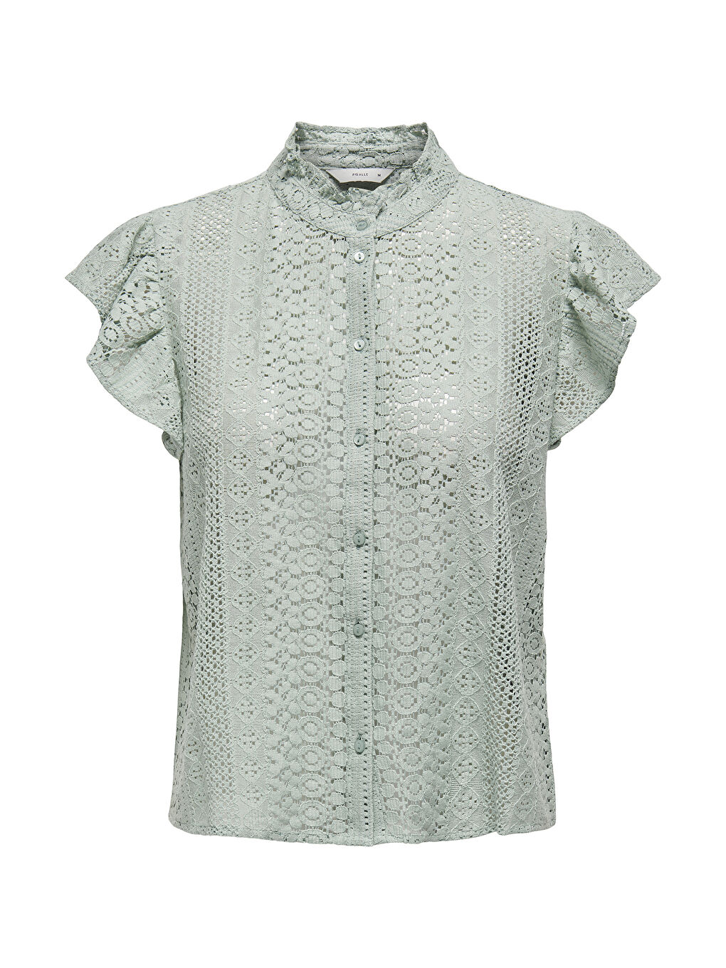 Yeşil Onlgabina Ajurlu % 100 Pamuk Regular Fit Dik Yaka Bluz 15335251-5